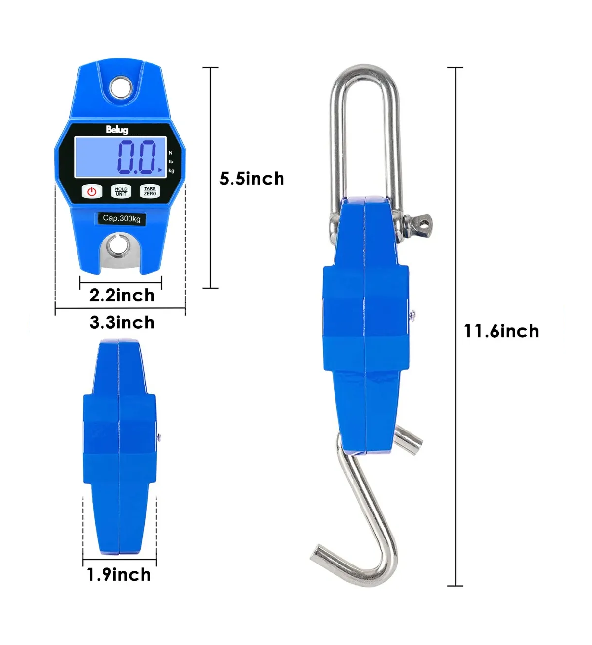 Báscula Industrial Digital Belug Colgante Portátil Con Colgar300kg Azul