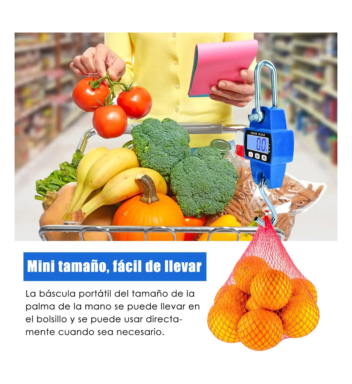 Báscula Industrial Digital Belug Colgante Portátil Con Colgar300kg Azul