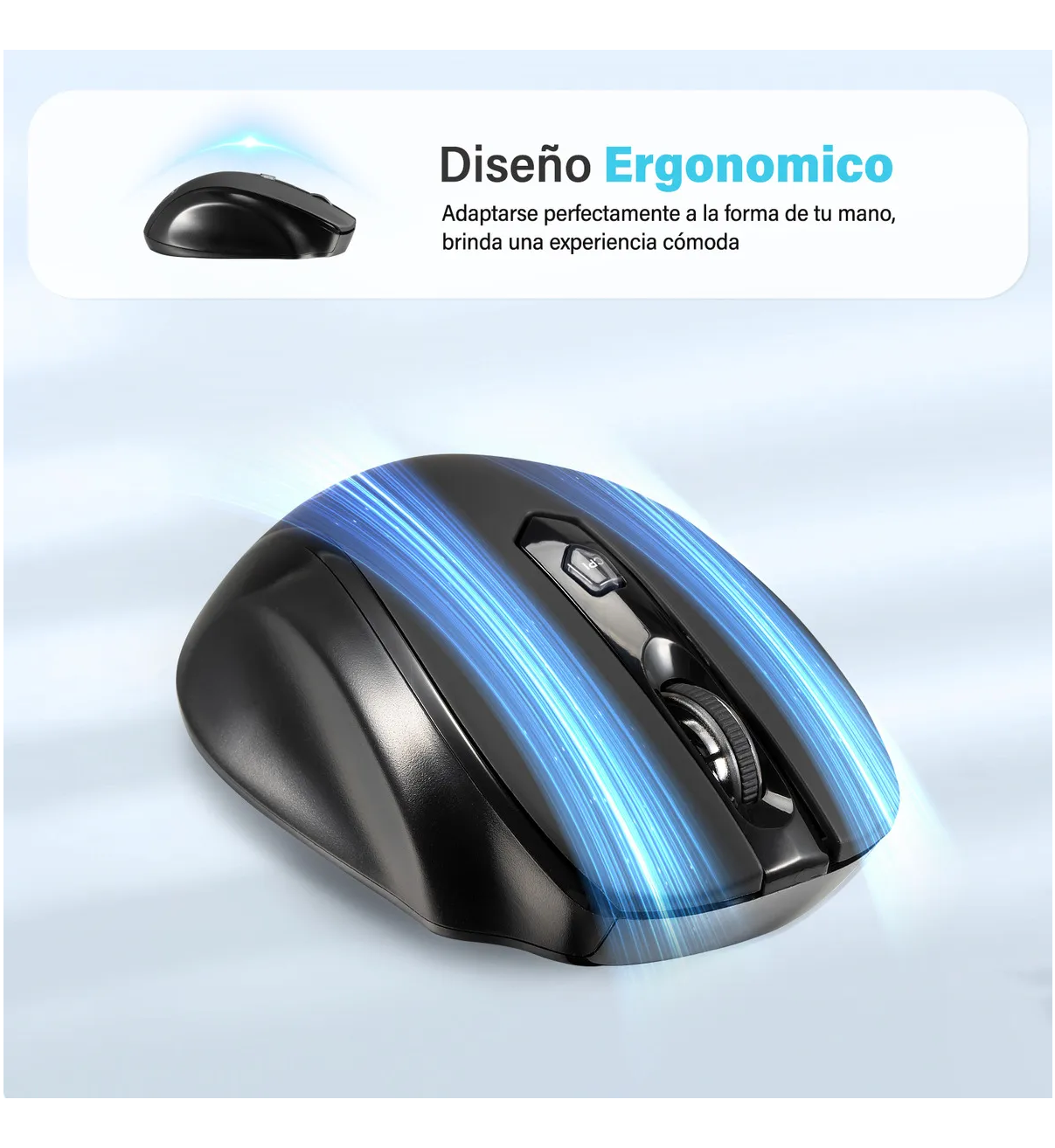 Mouse Inalámbrico 2.4GHz USB Belug 2400dpi 6 Botones Con Avance Y Retroceso Negro