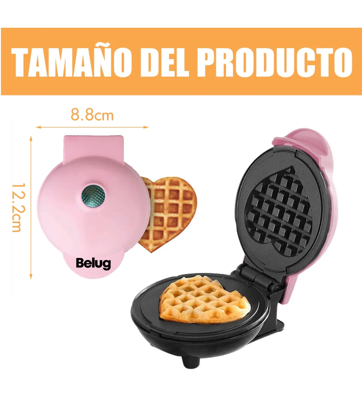 Máquina Para Hacer Belug Waffles Rosa