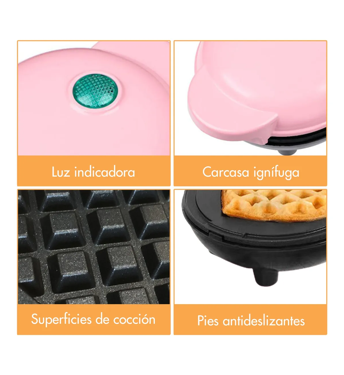Máquina Para Hacer Belug Waffles Rosa
