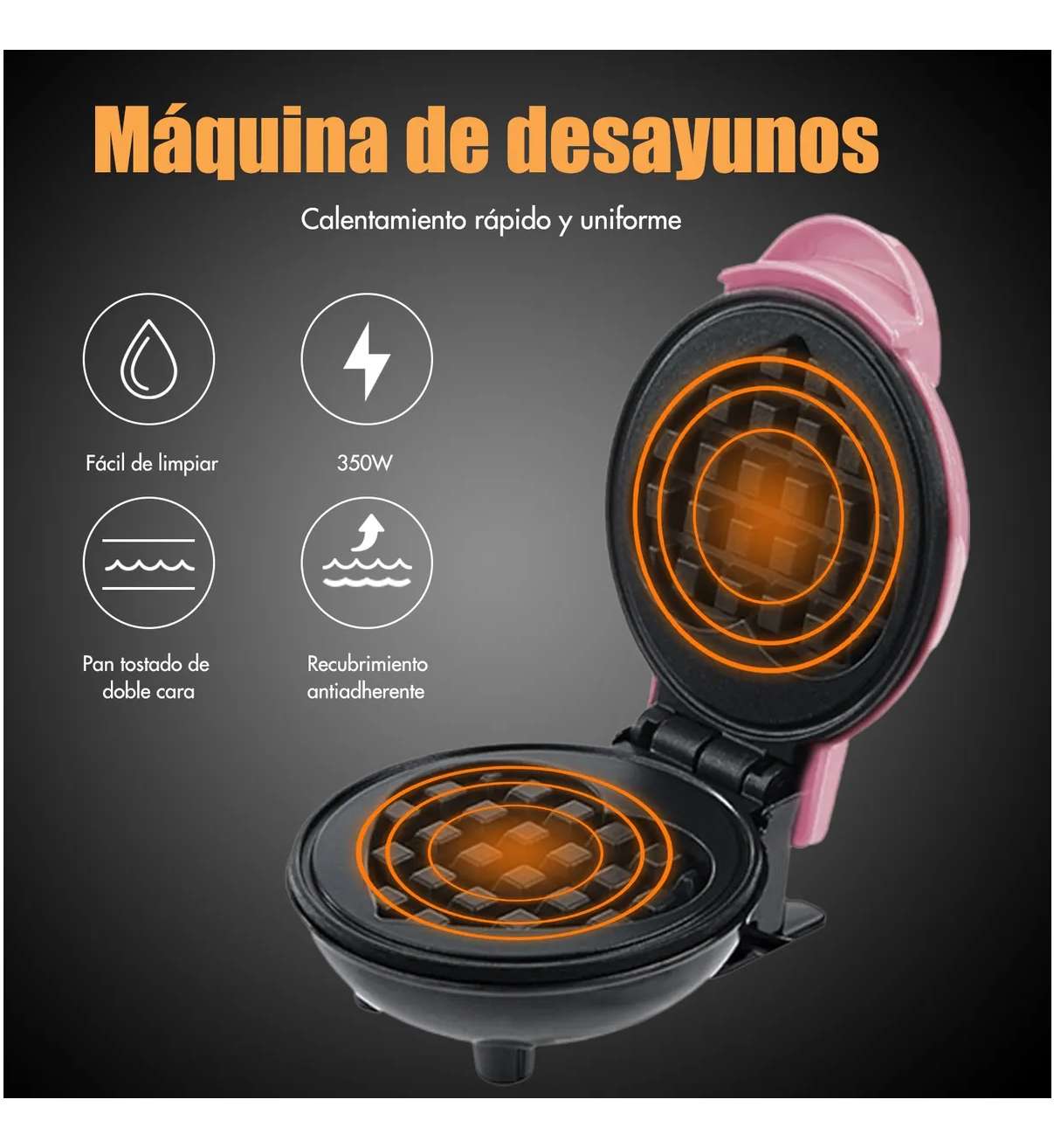 Máquina Para Hacer Belug Waffles Rosa