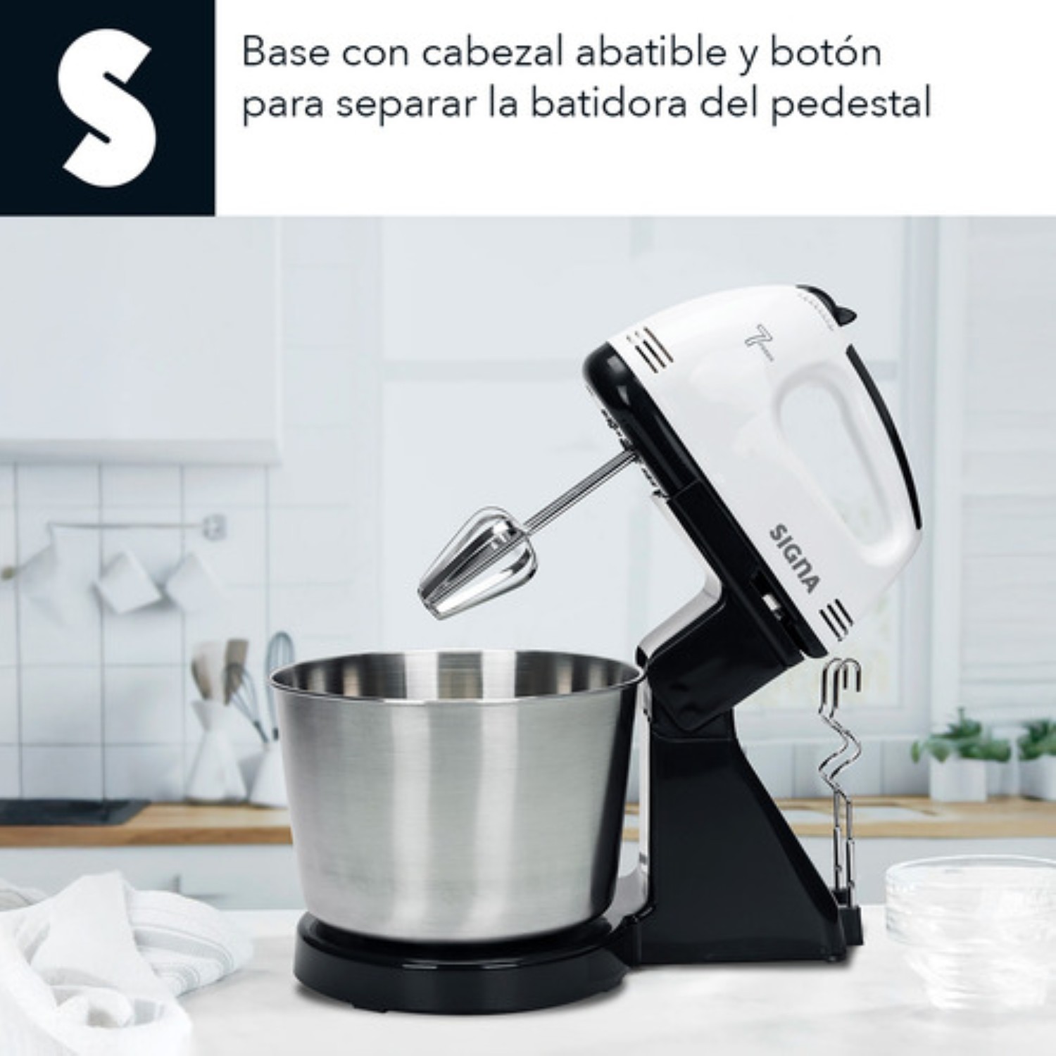 Batidora de pedestal gris 60 Hz 120 V Blanco Con Negro