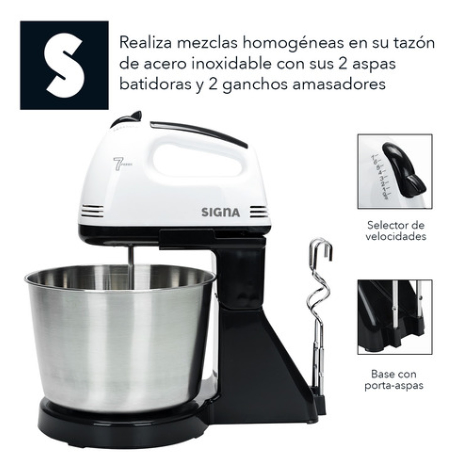 Batidora de pedestal gris 60 Hz 120 V Blanco Con Negro