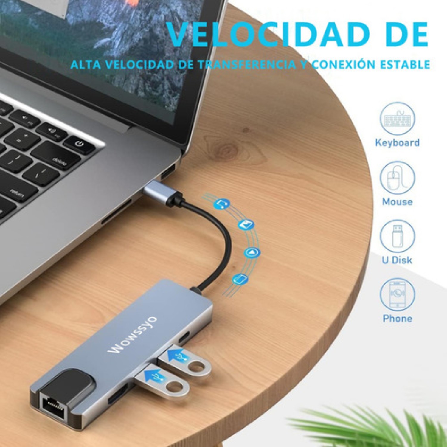 Tipo C Hub 5 En 1 Adaptador Usb C A Hdmi Con Ethernet Plata