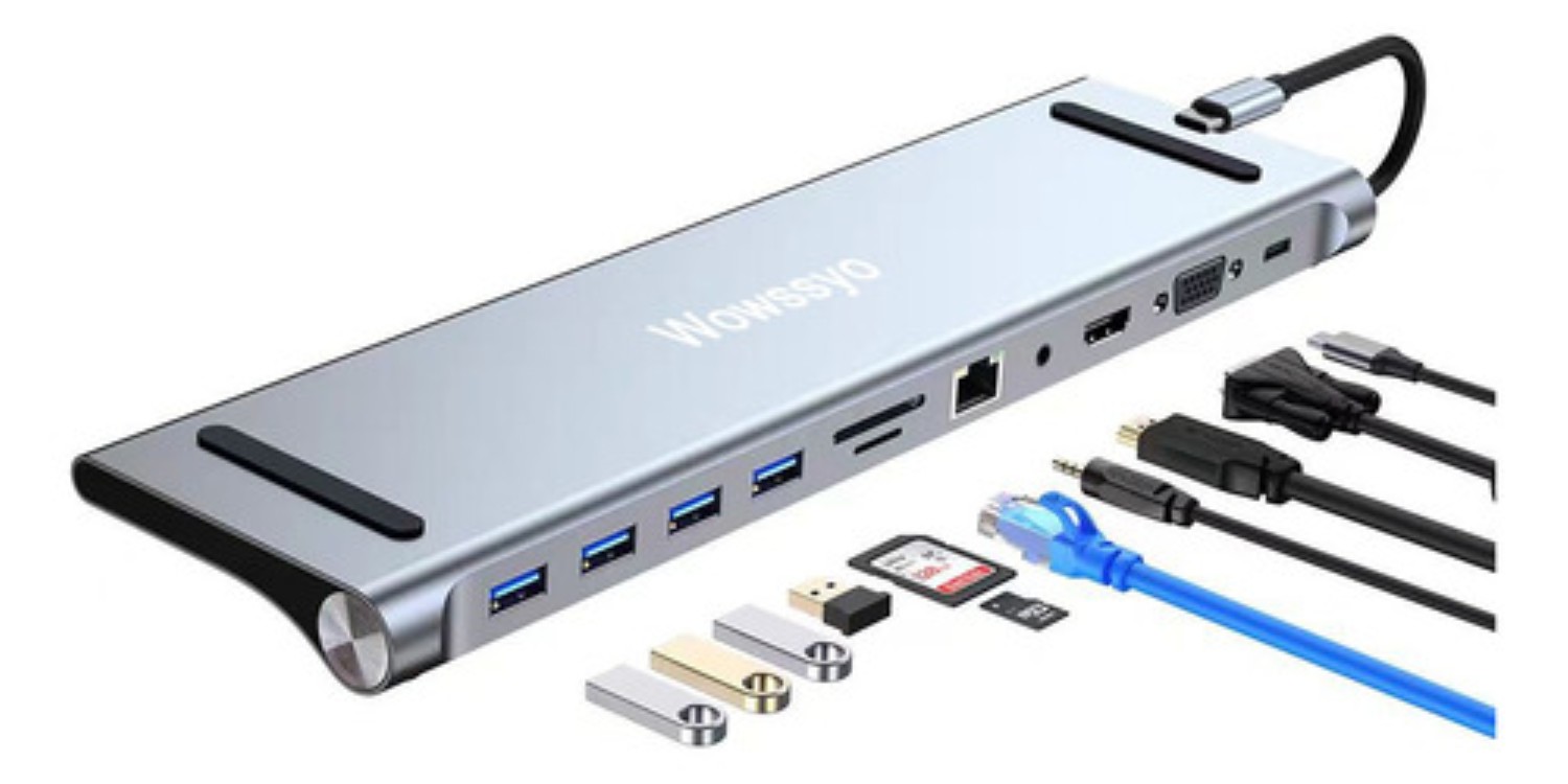 Usb Hub Tipo C 11 En 1 Para Macbook Pro/air Con Hdmi 4k,  Plata