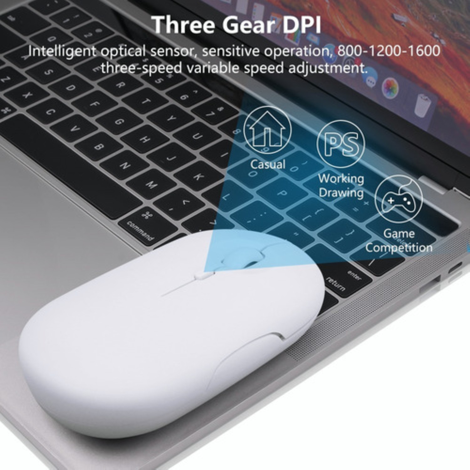 Mouse Inalámbrico Recargable Con Alfombrilla De Mouse Blanco