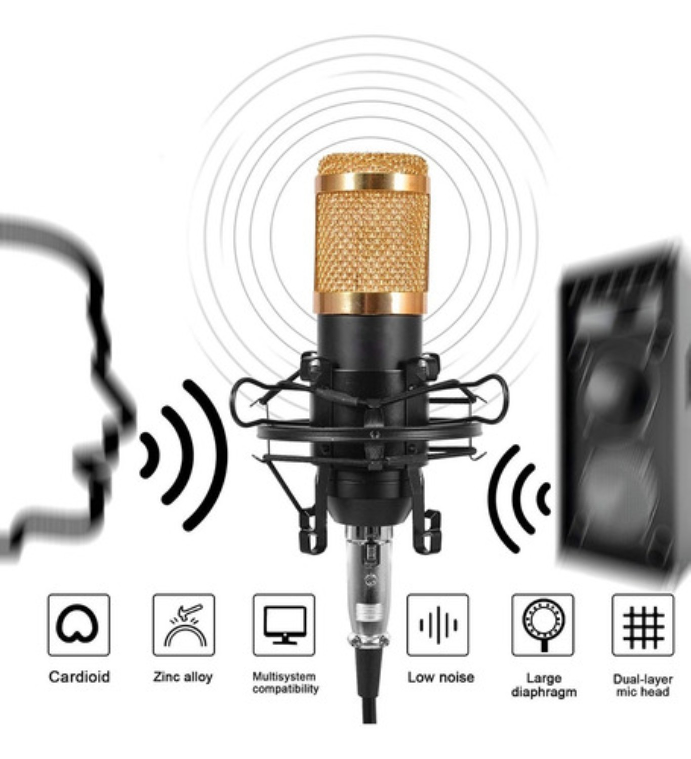 Kit Profesional Microfono Bm 800 Condensador Cardioide Negro completo