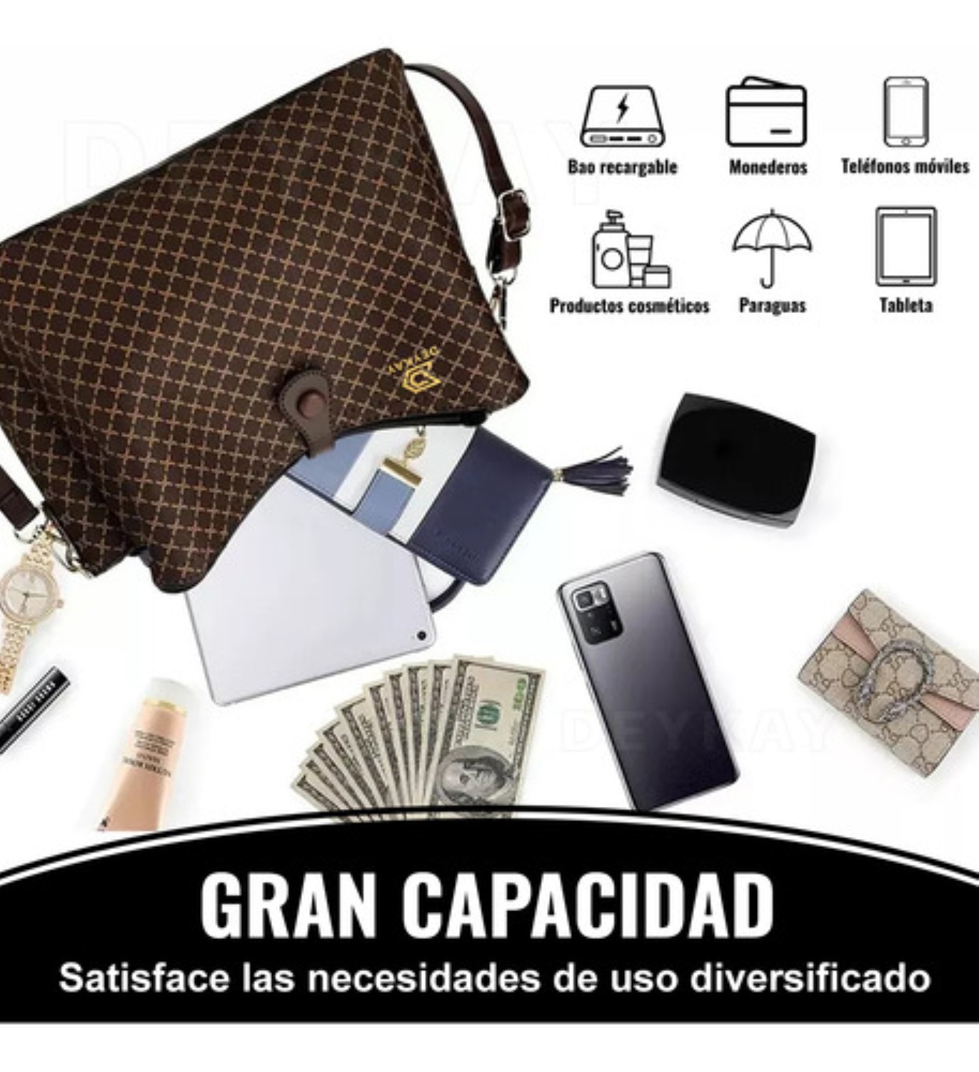 Bolso Para Mujer De Cuero Gran Bolsa De Hombro Coffee Colour