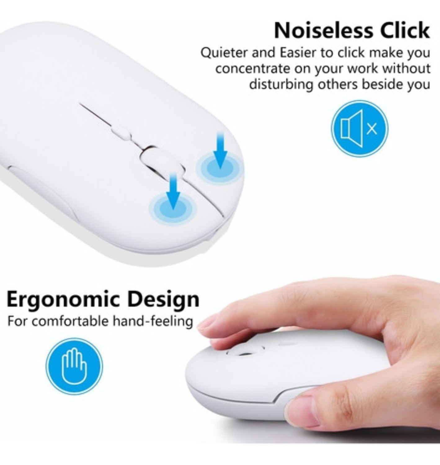 Mouse Inalámbrico Recargable Con Alfombrilla De Mouse Blanco