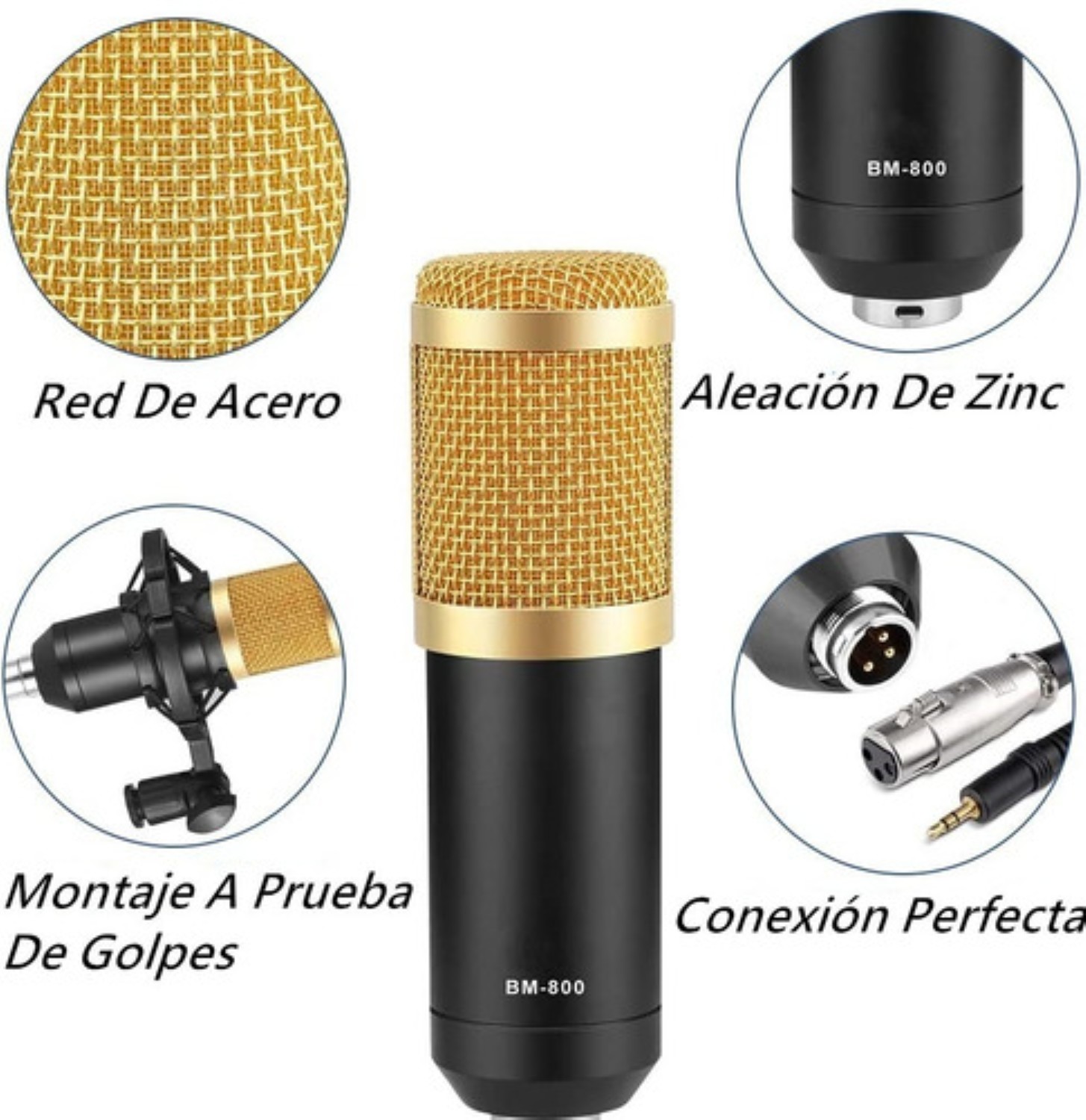 Kit Profesional Microfono Bm 800 Condensador Cardioide Negro completo