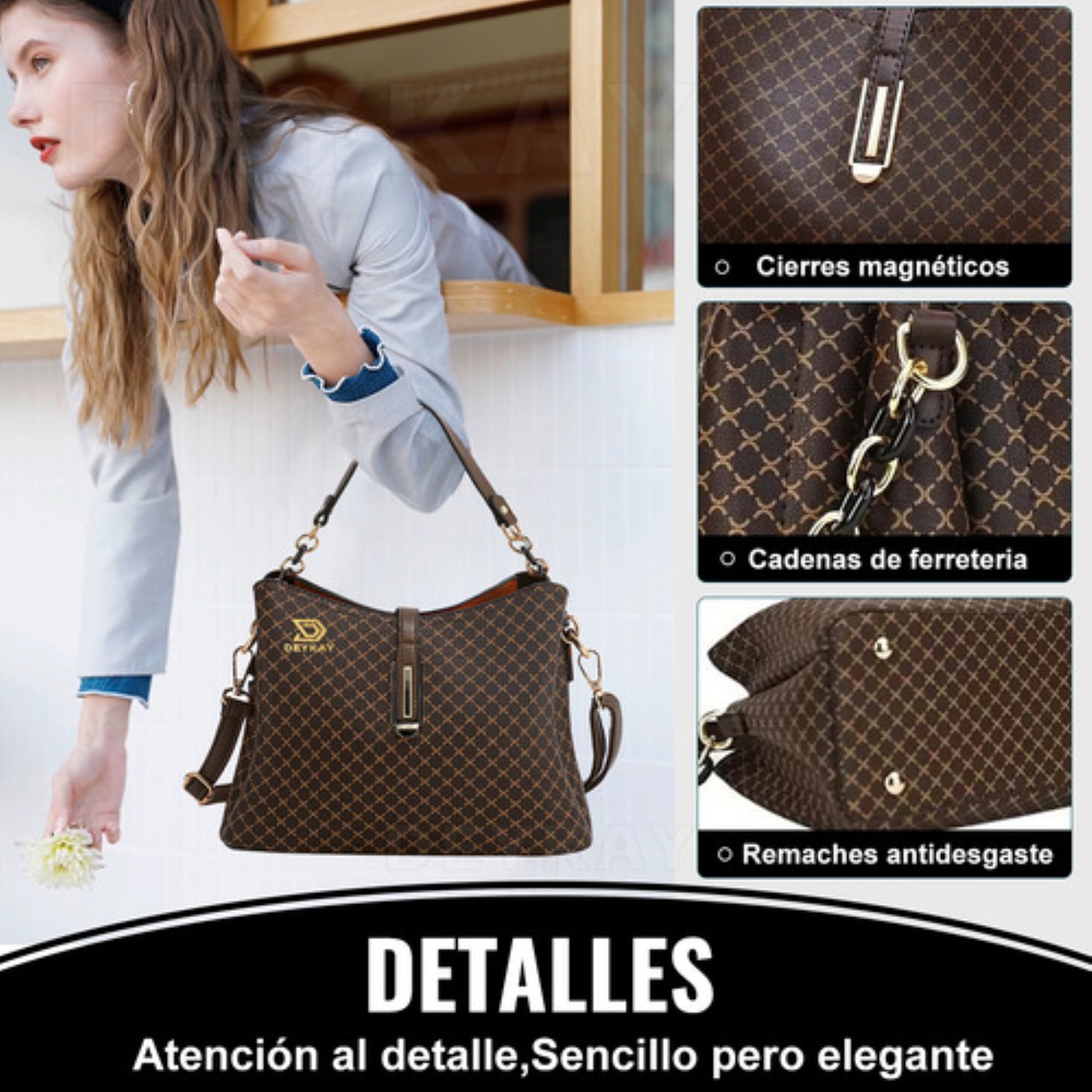 Bolso Para Mujer De Cuero Gran Bolsa De Hombro Coffee Colour