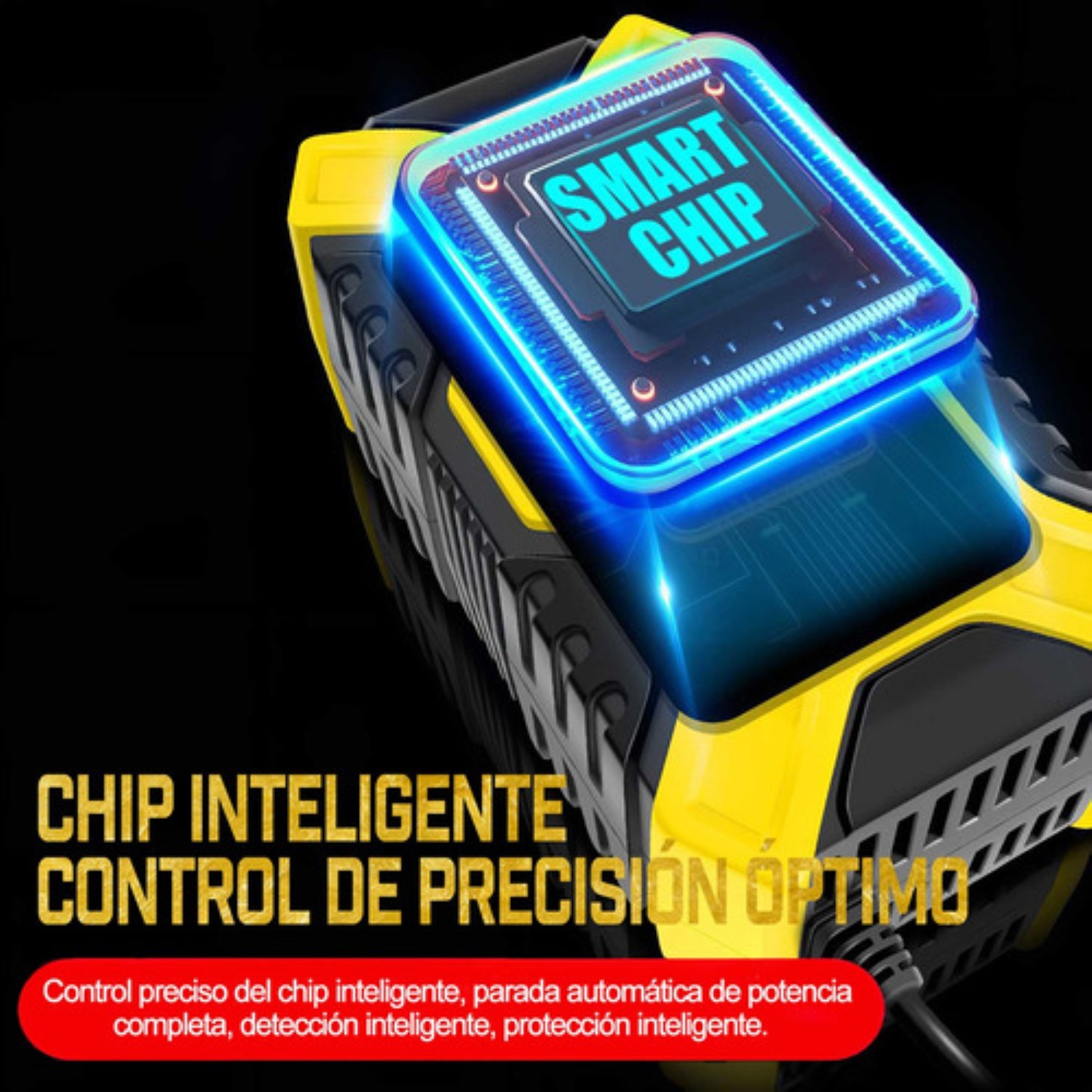 Cargador Inteligente Para Coche Y Motocicleta Batería 12v 6a Negro Con Amarillo 