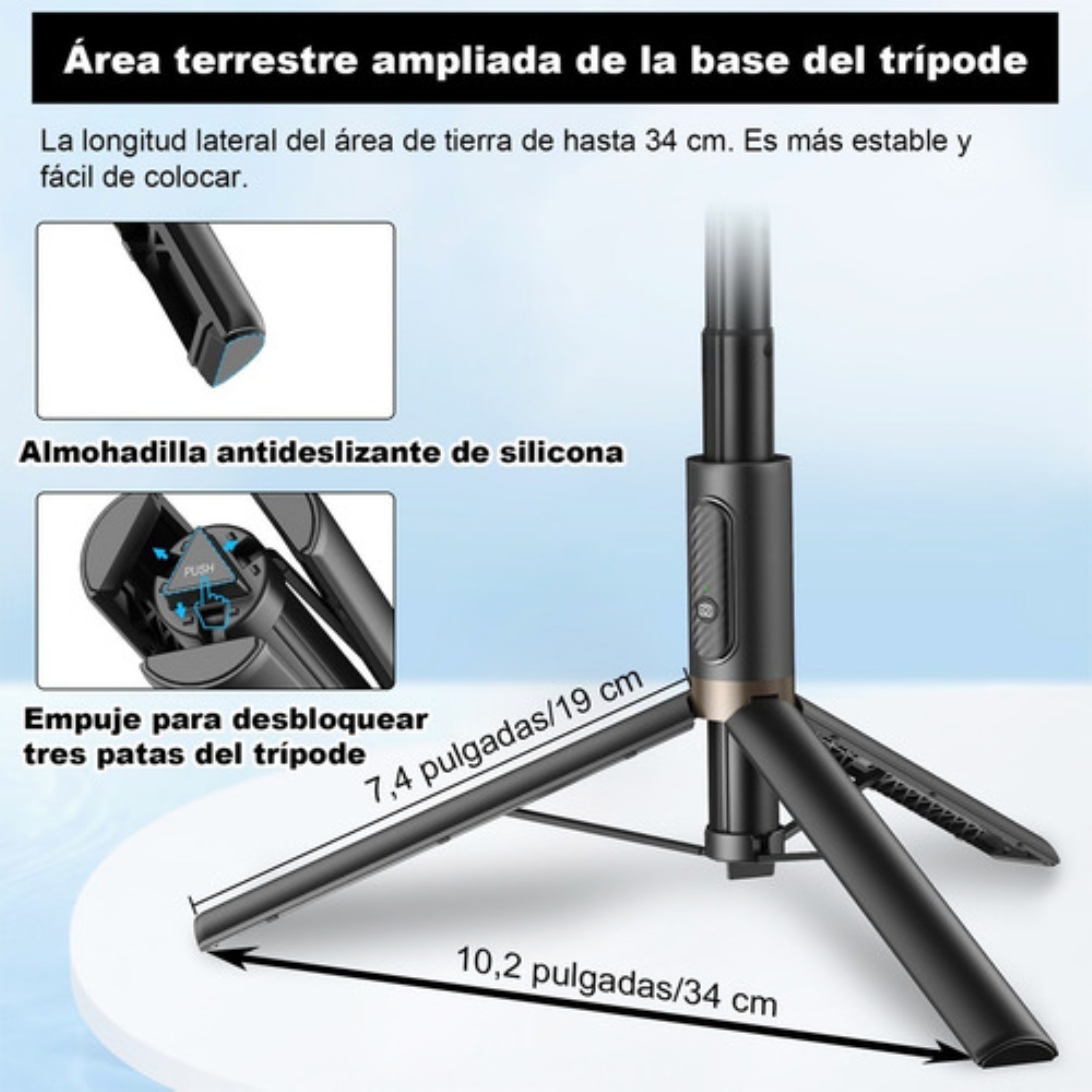 60in Tripode Para Selfie Stick Portátil Para Telefono Negro