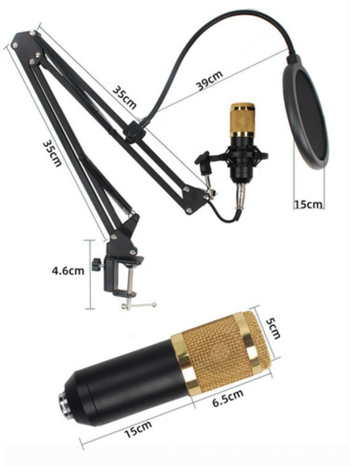 Kit Profesional Microfono Bm 800 Condensador Cardioide Negro completo