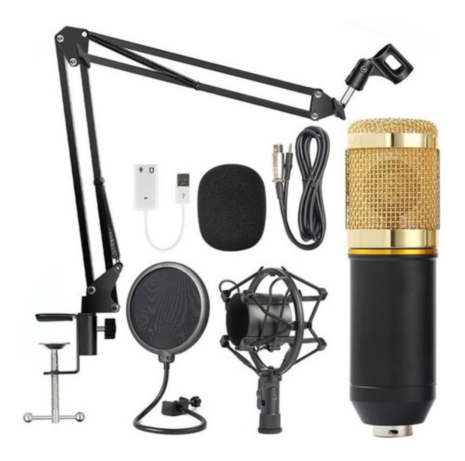 Kit Profesional Microfono Bm 800 Condensador Cardioide Negro completo