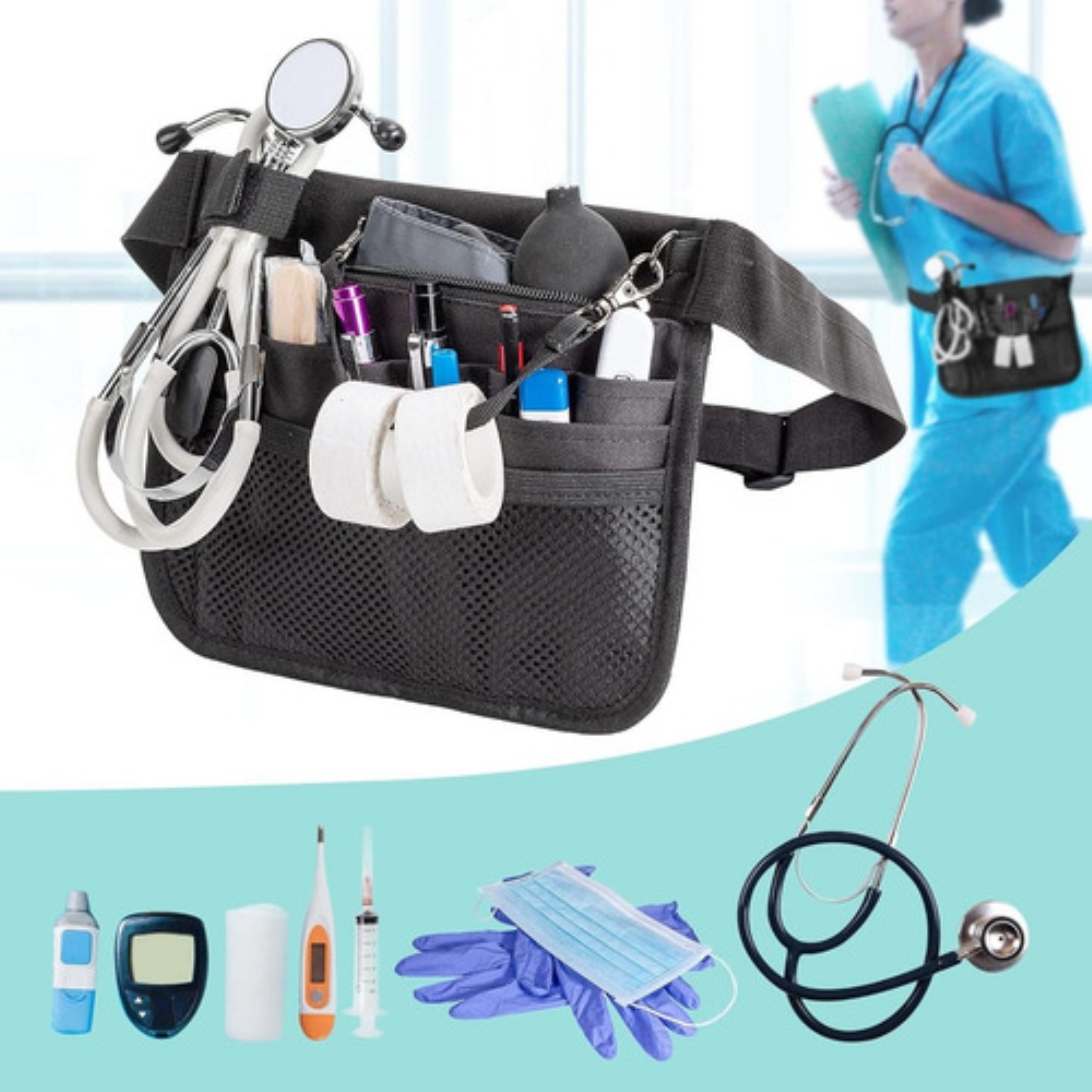 Riñonera Enfermera Doctora Medicina Moda Bolsas negro