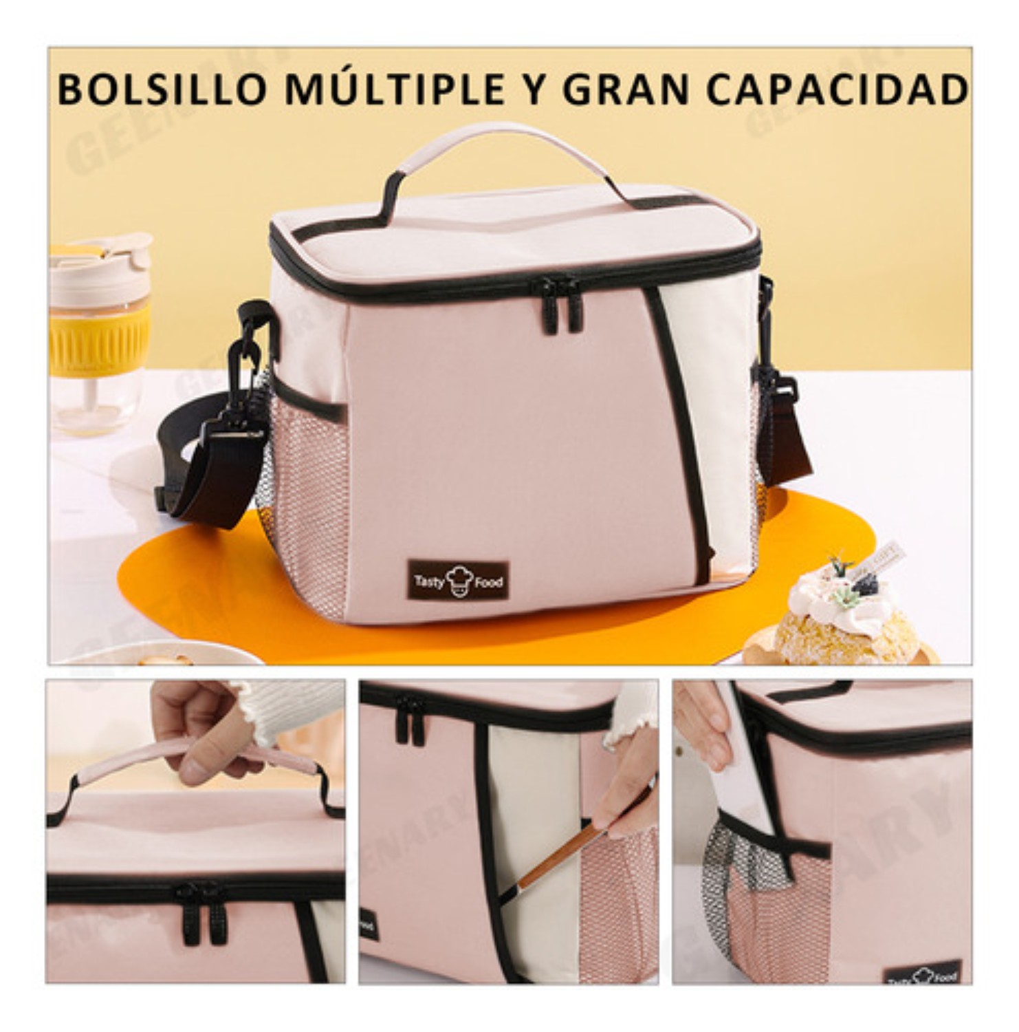 2pcs Lonchera Térmica Bolsa Escolar Portátil 9l+7l rosa blanco