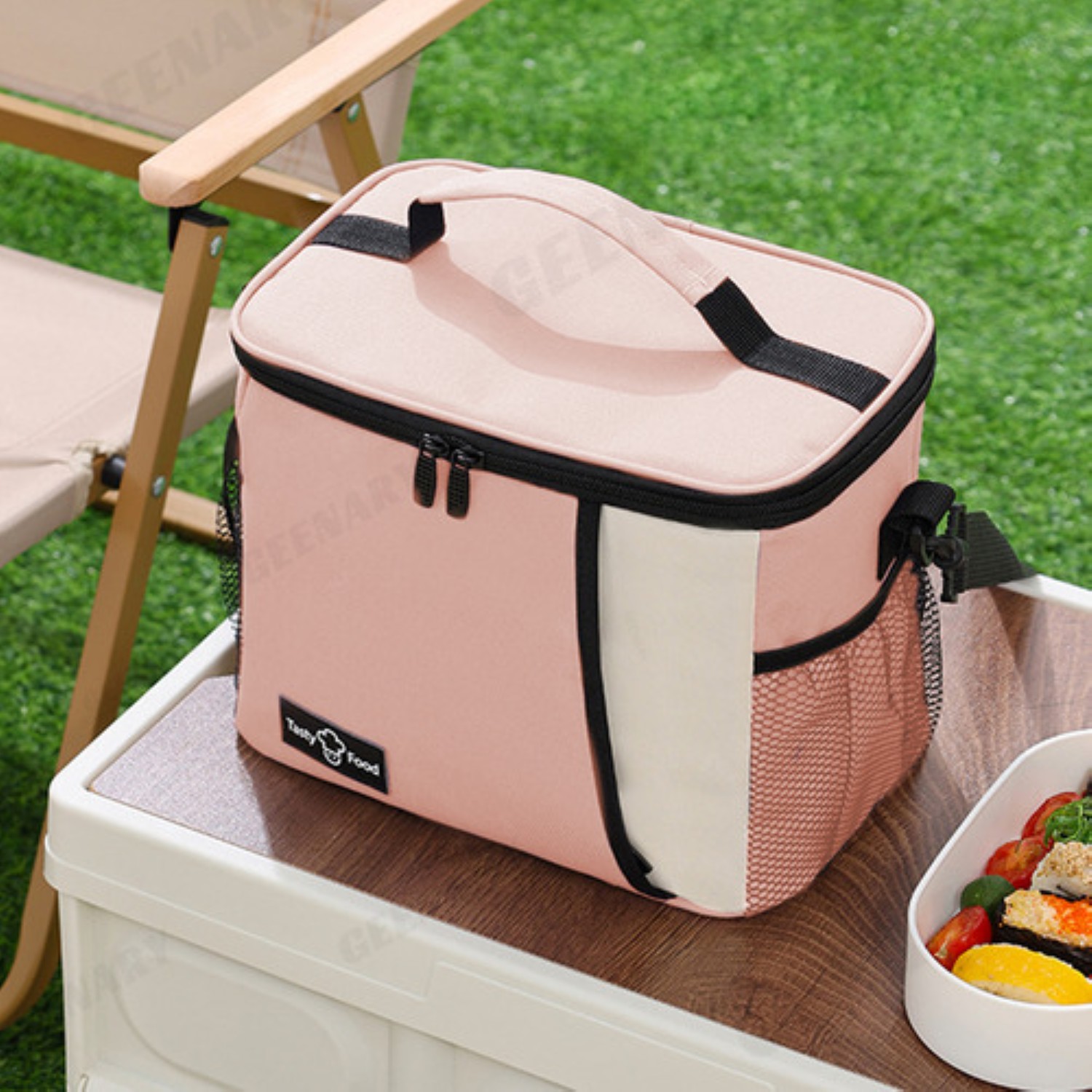 2pcs Lonchera Térmica Bolsa Escolar Portátil 9l+7l rosa blanco