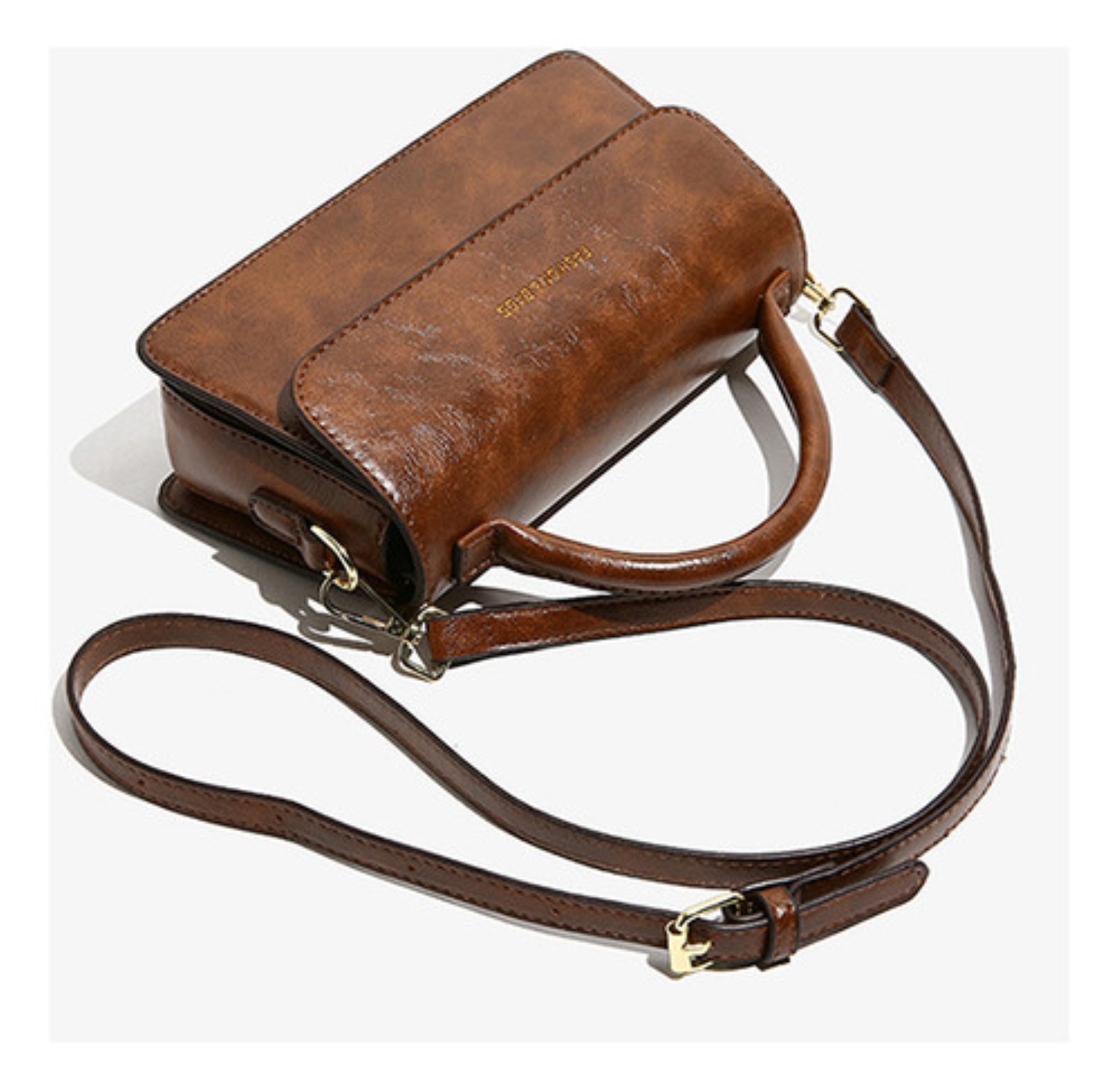Bolsa Crossbody Pequeña De Hombro marron oscuro