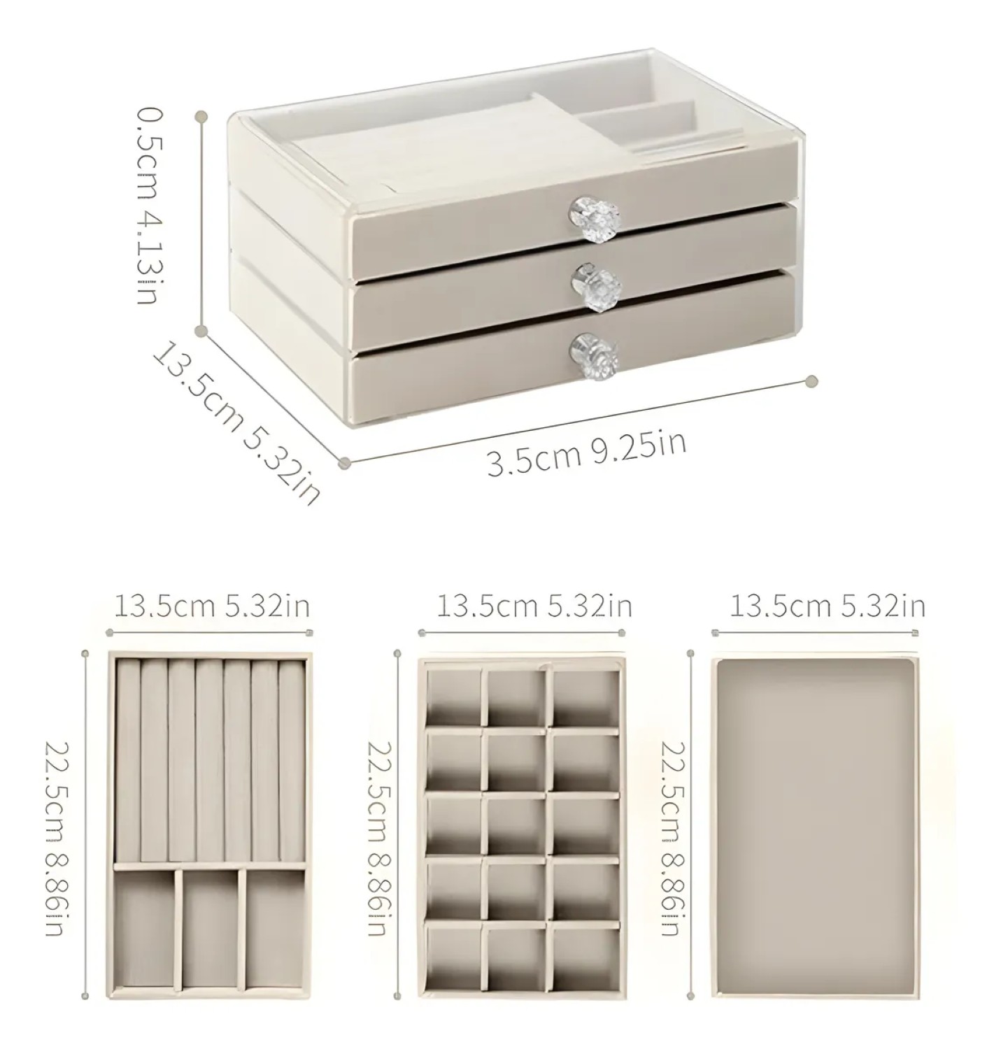 Elegante Joyero Con Caja De Almacenamiento De Joyas Con Cerradura Gris
