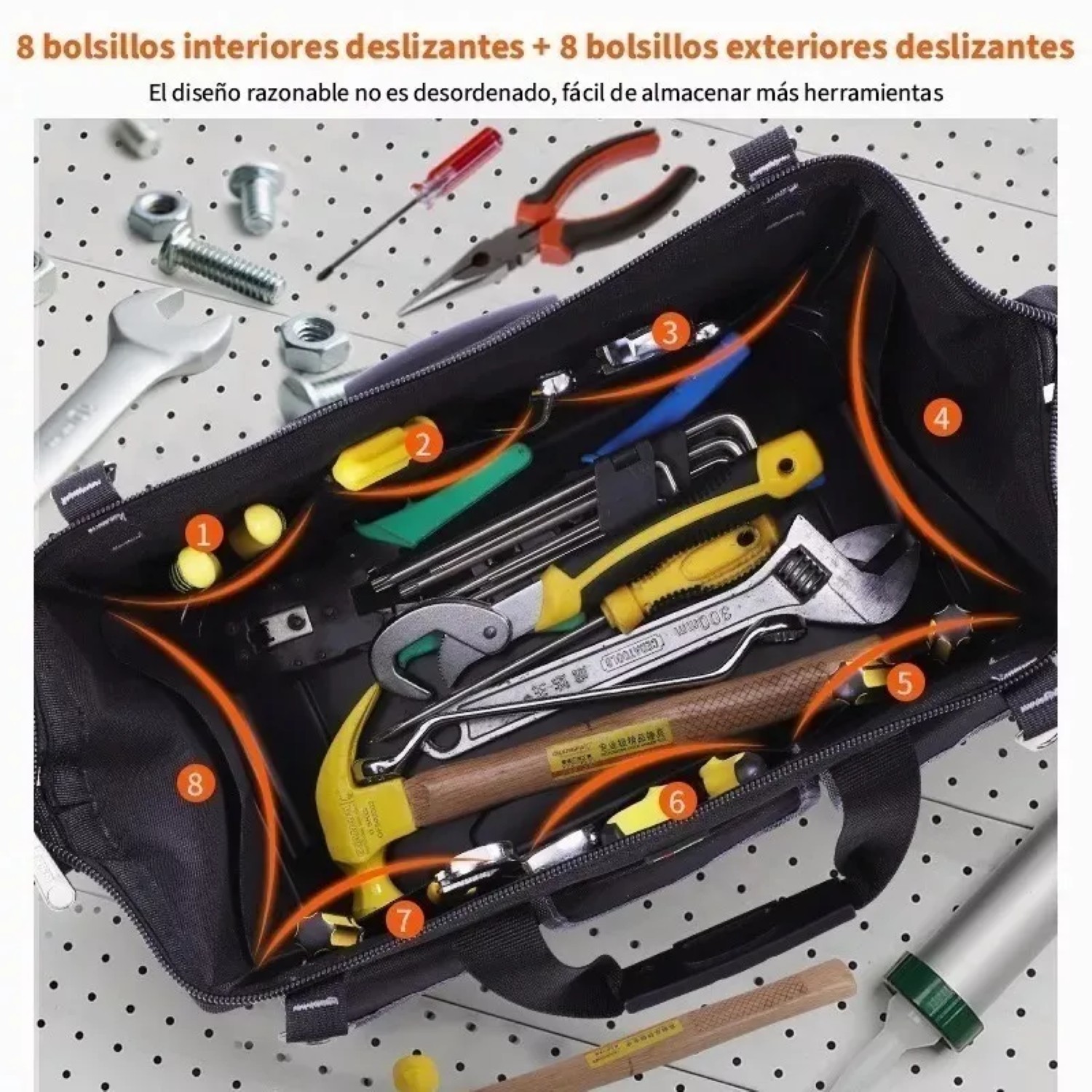 Bolsa De Herramientas Mochila Electricista Multifuncional Negro