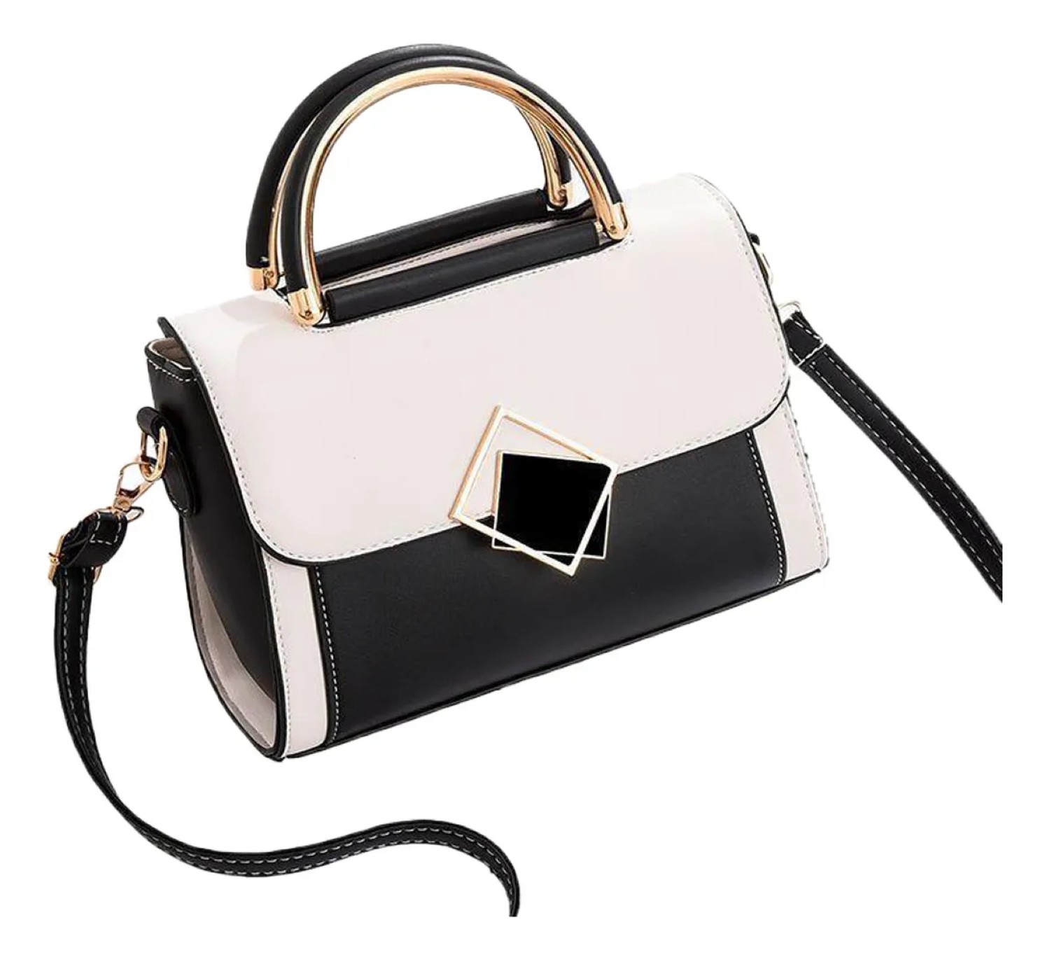 Bolso De Hombro Para Mujer, Bolso De Gran Capacidad Negro/Blanco