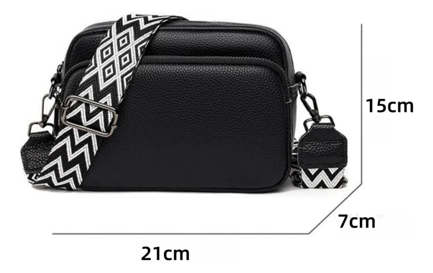 Mujer Bolso De Hombro Popular Con 2 Correas Para Hombros negrp correa negro blanco
