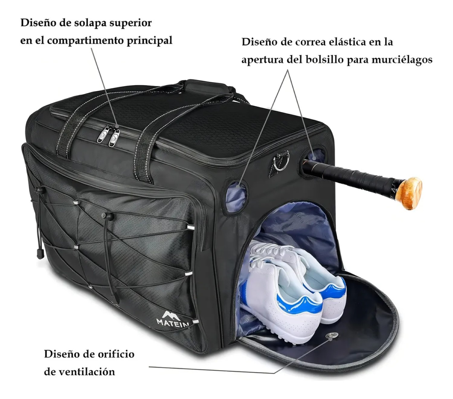 Mochilas de beisbol grande capacidad negro