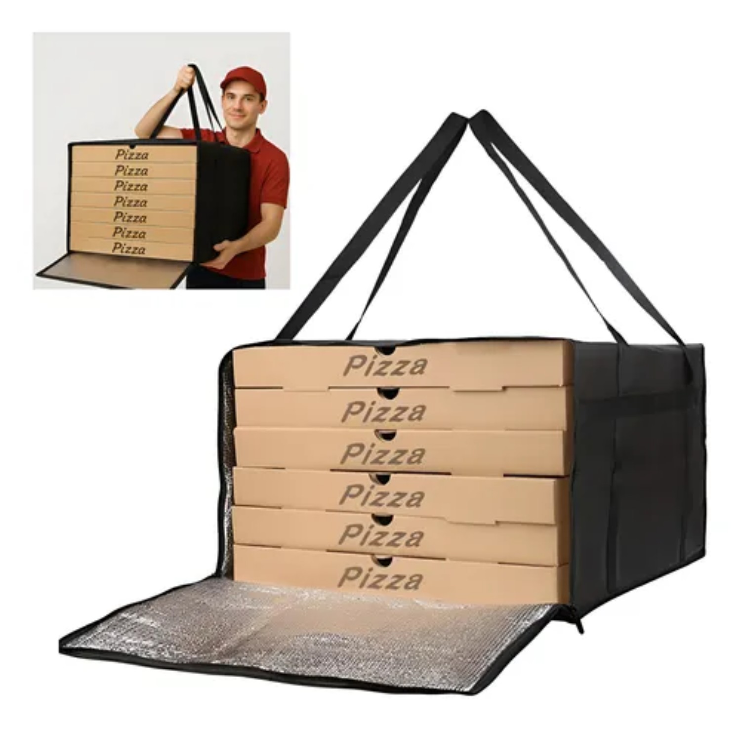 Bolsas De Pizza Para Entrega 50*50*15cm Negra