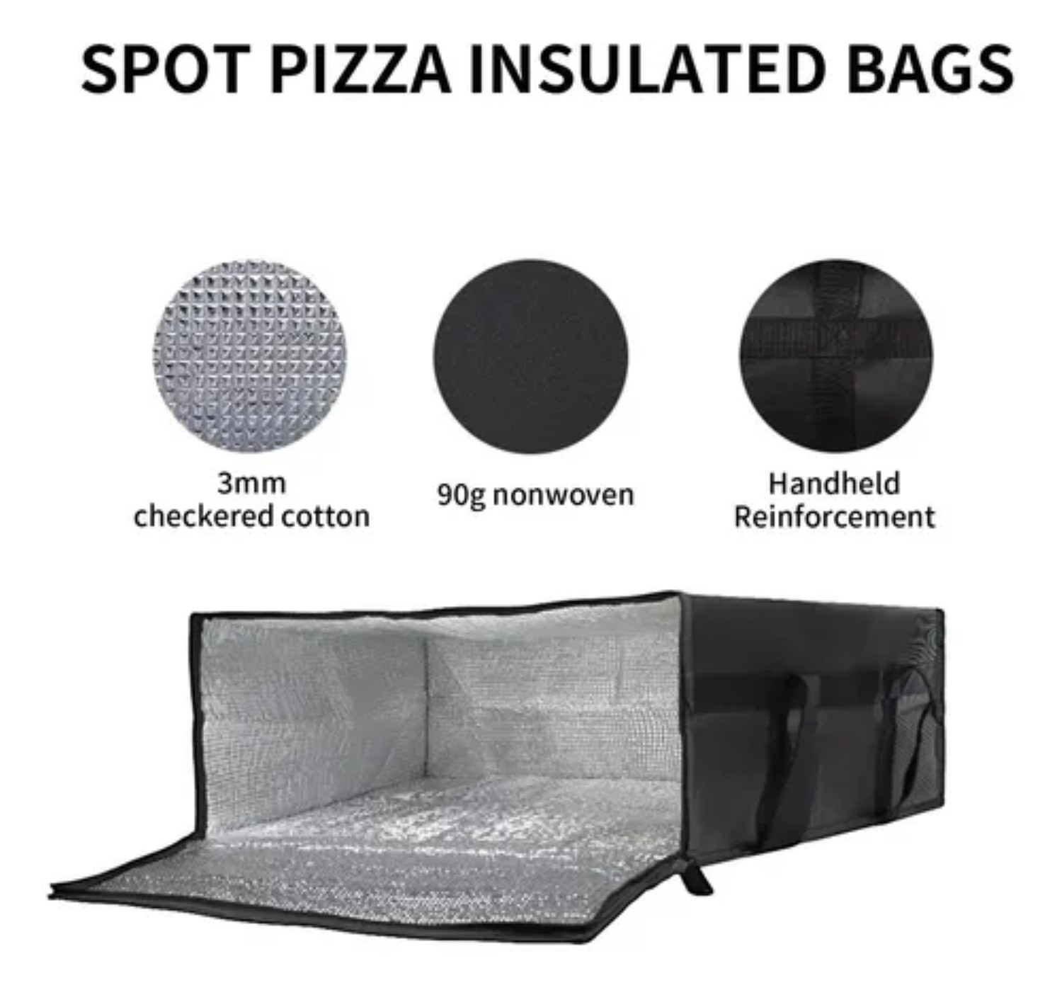 Bolsas De Pizza Para Entrega 50*50*15cm Negra