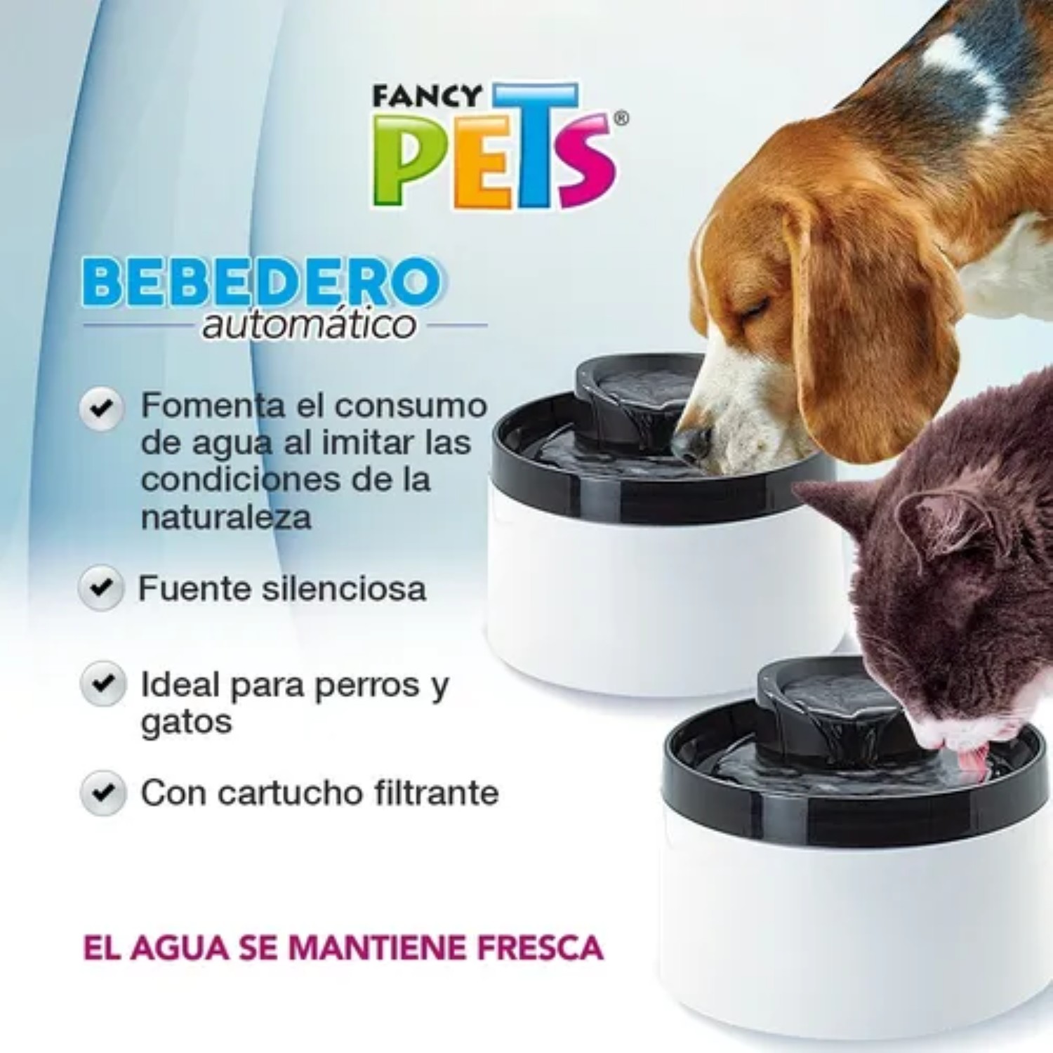 Bebedero Para Perro Tipo Fuente 2 Lts Mascotas Blanco/Negro