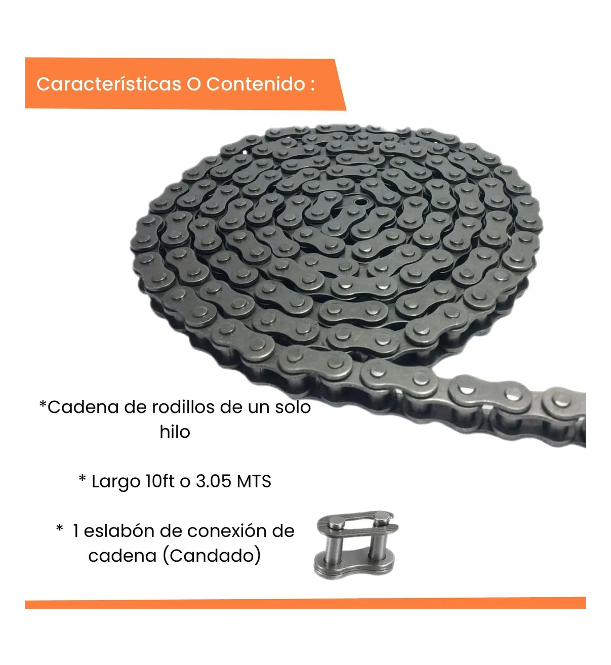 Cadena Industrial De Rodillos Paso 40-1r Belug Remachada (3.05mts)