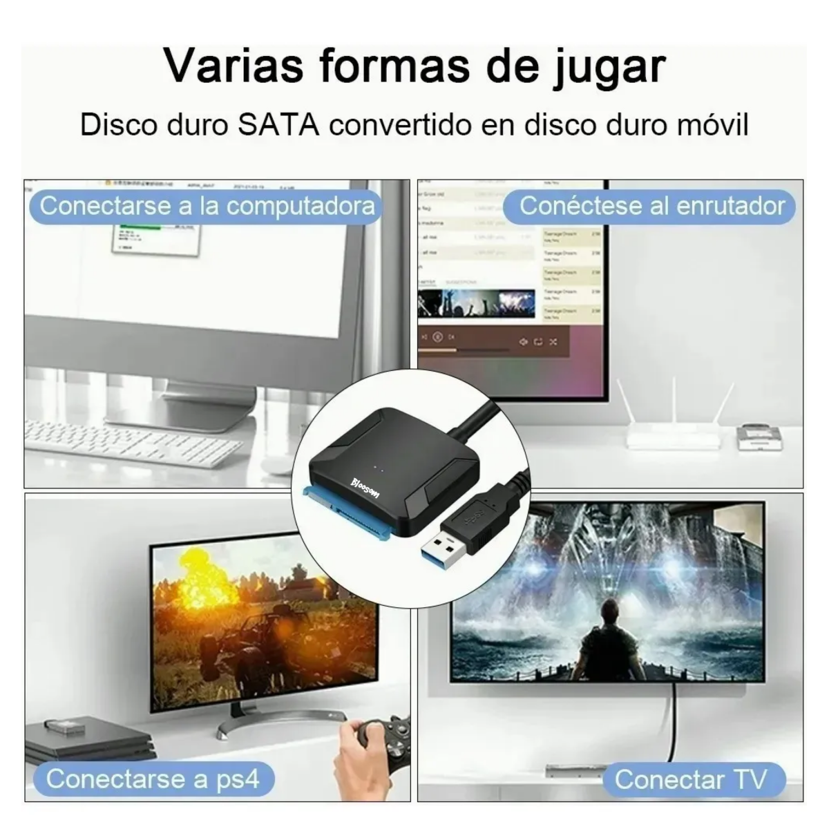 Cable Adaptador Disco Duro Sata A Usb 3.0 Hdd Ssd 3.5, Negro