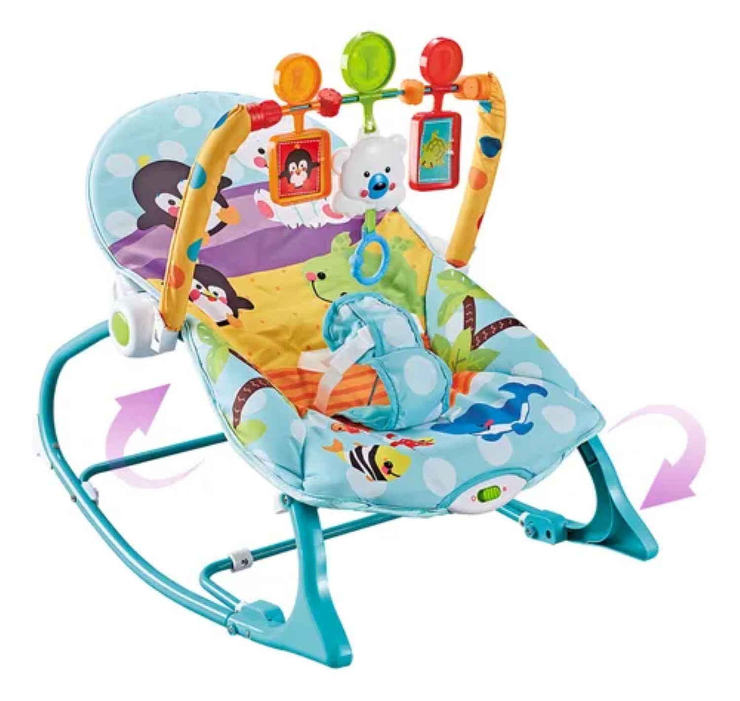 Silla vibradora mecedora de bebe musical con juegos Azul