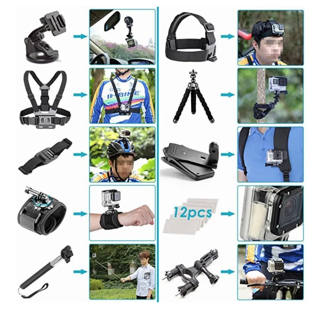 Kit De Accesorios 50 En 1 Para Gopro Hero 5/4/3/2/1 Con Funda - Venta Internacional
