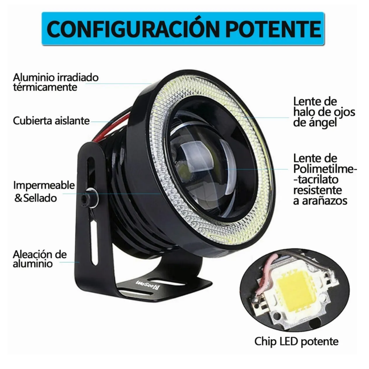 Duo Faros Antiniebla Led 3,5in Ojos De Ángel, Blanco