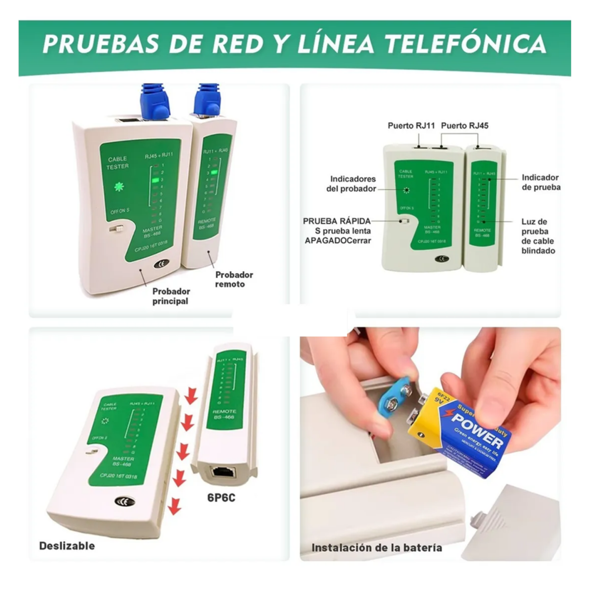 Kit Pinzas Ponchadoras Rj45 Sacabocados, Verde