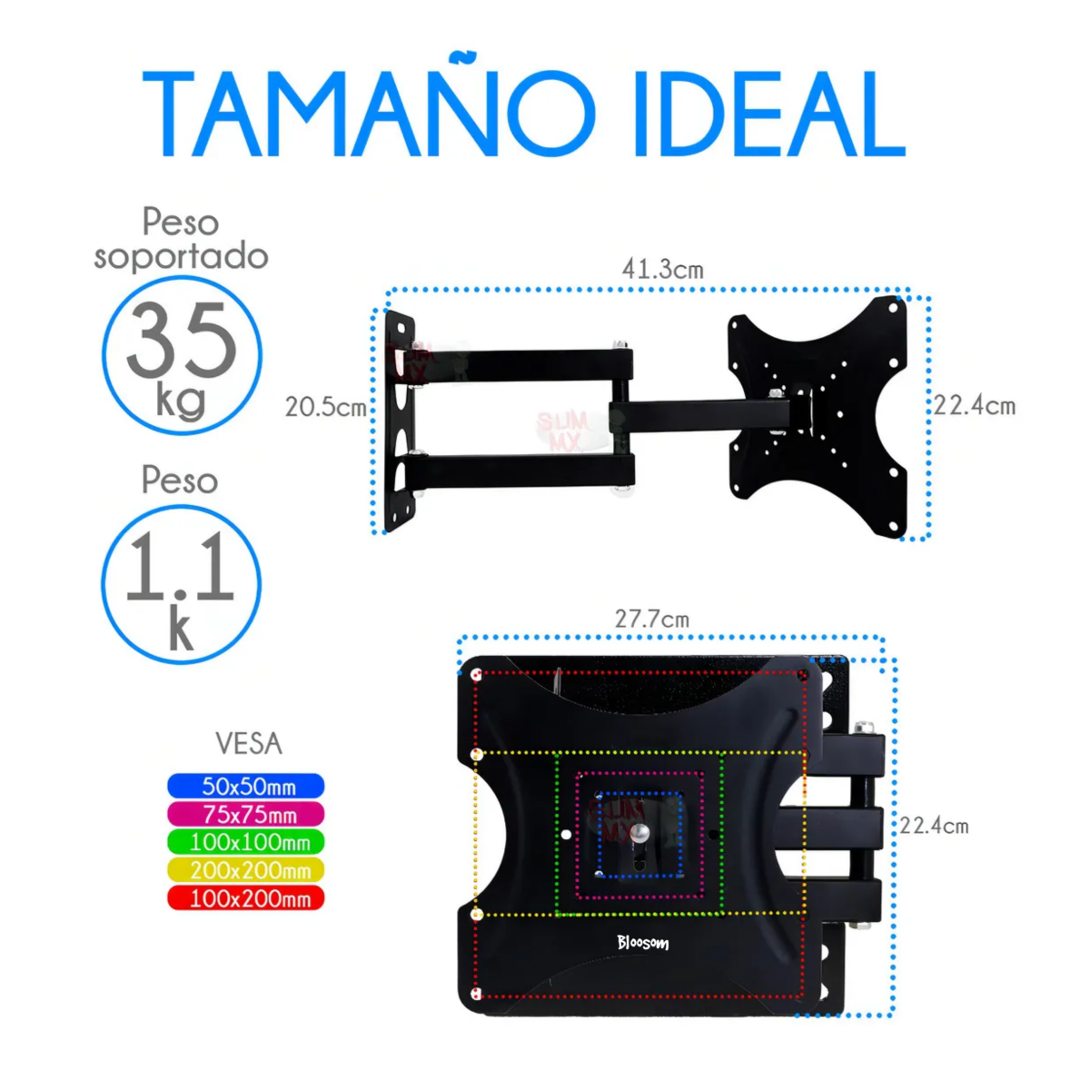 Soporte de pared para TV/Monitor de 14" a 42" negro