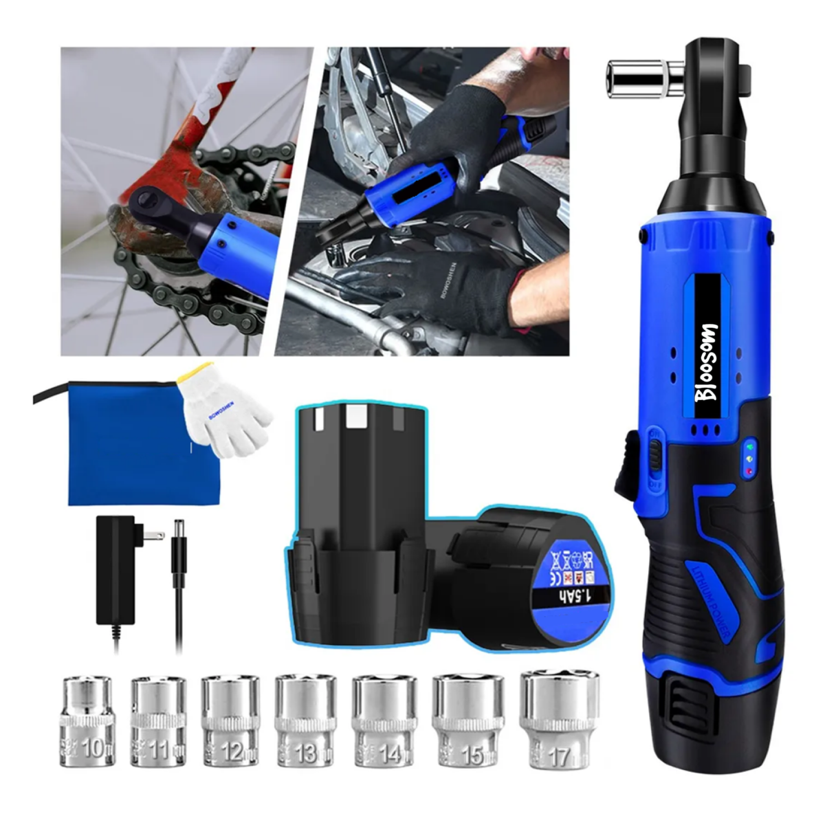 Mini Pistola Impacto Llave De Trinquete Inalámbrica, Azul