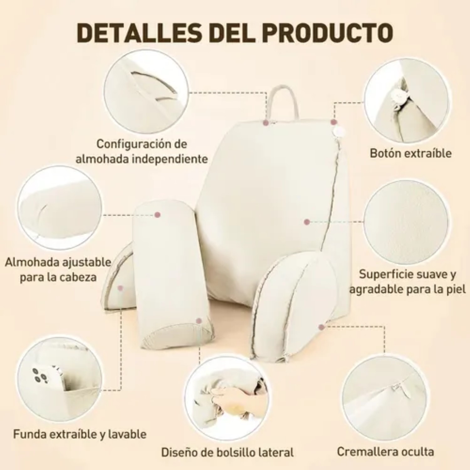 Almohadas De Cojin Respaldo Beige