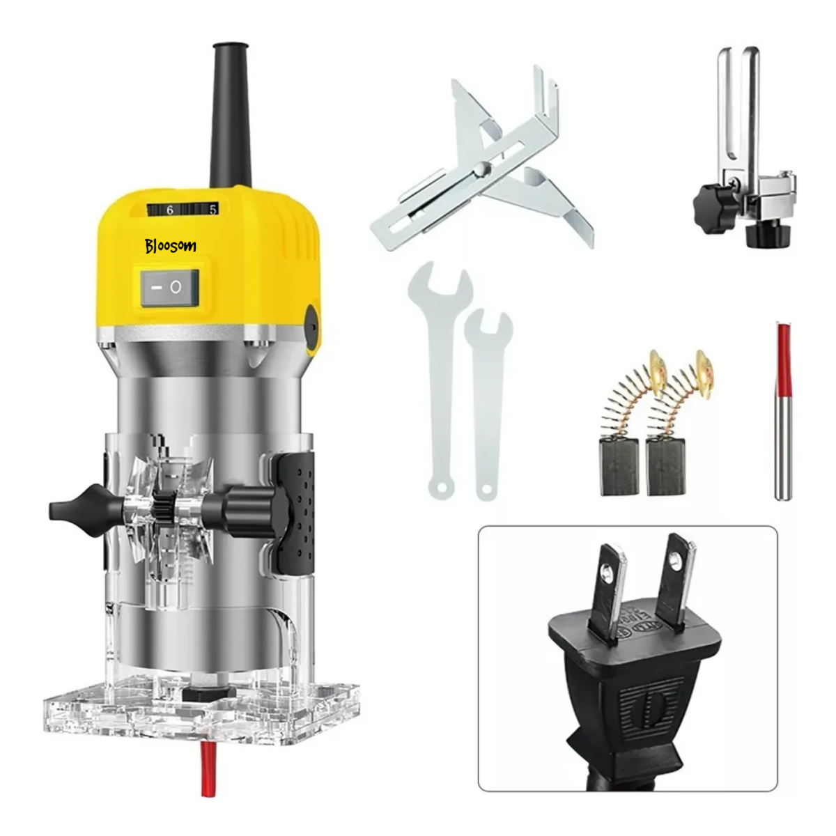 Router Recortadora De Madera 6 Velocidades 800w, Amarillo