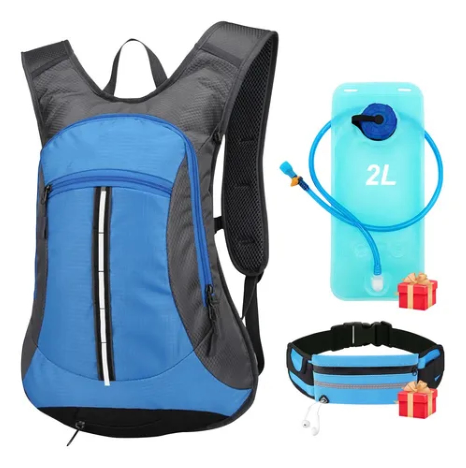 3pz Mochila Hidratante Bolsa Agua 2l Bicicleta Azul Rey