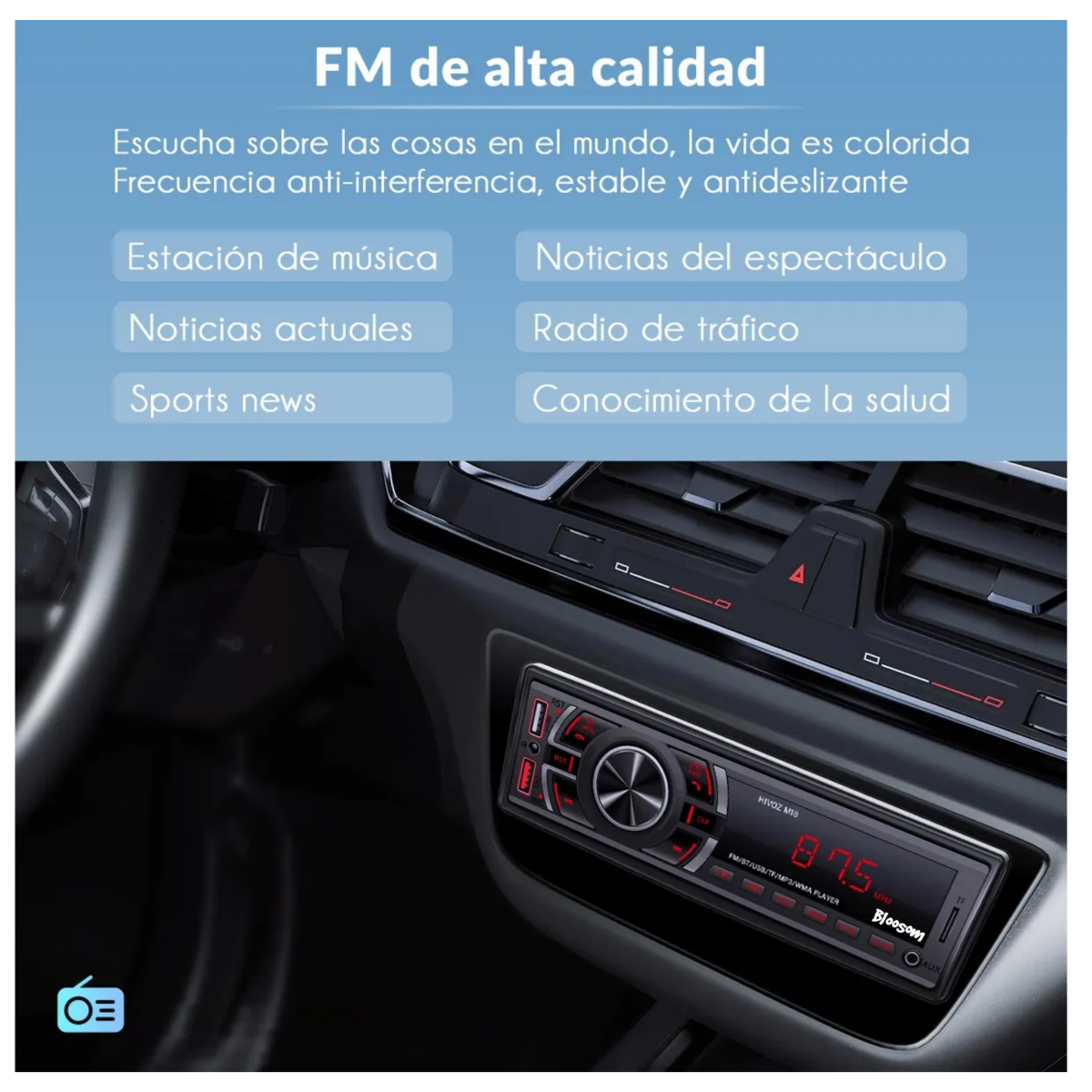 Auto Estéreo Coche Reproductor Mp3 Radio Con Bt Aux Usb Sd, Negro