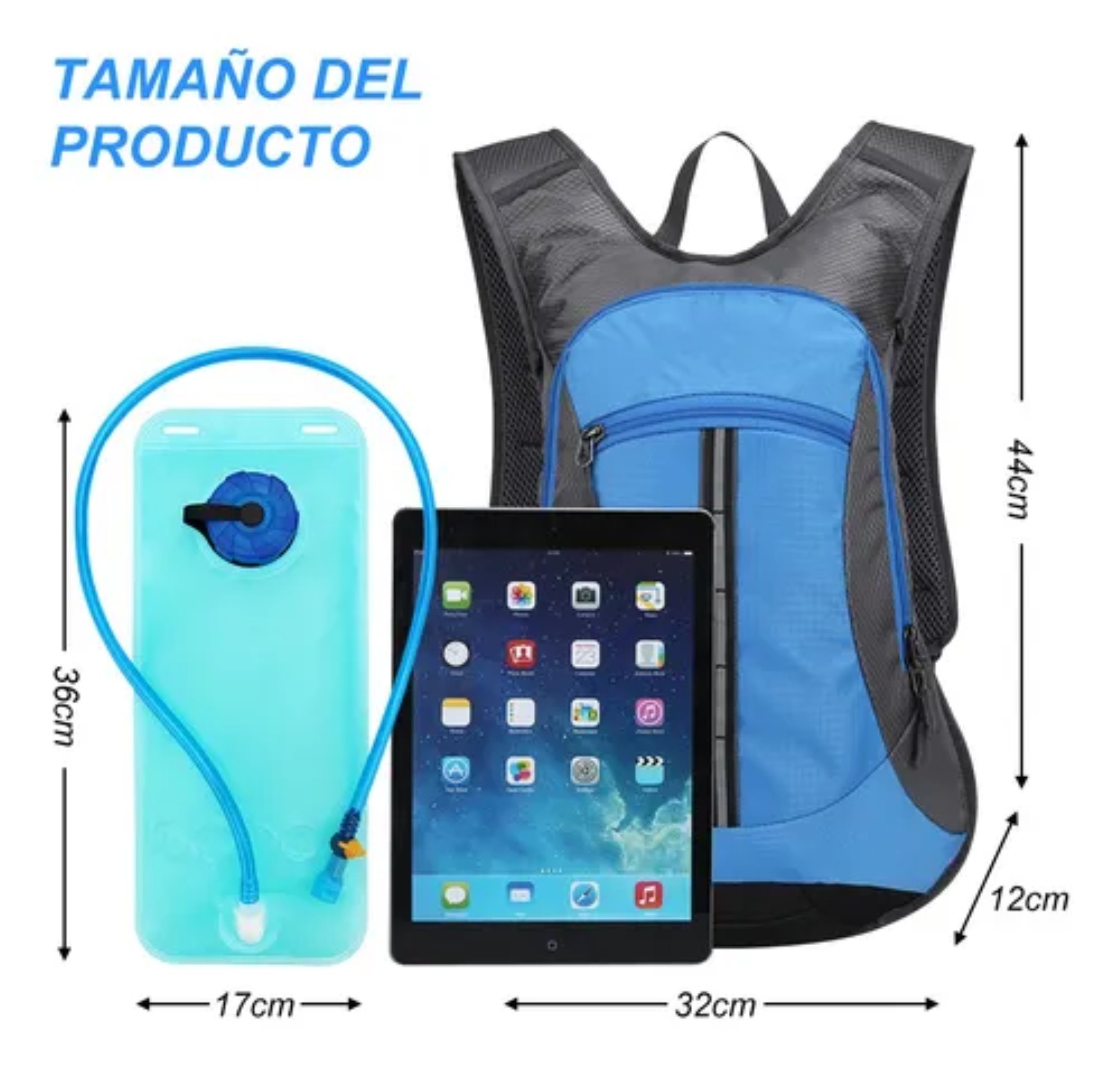 3pz Mochila Hidratante Bolsa Agua 2l Bicicleta Azul Rey
