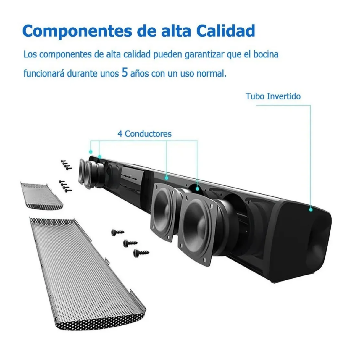 Barra De Sonido Bocina Bluetooth Recargable, Negro