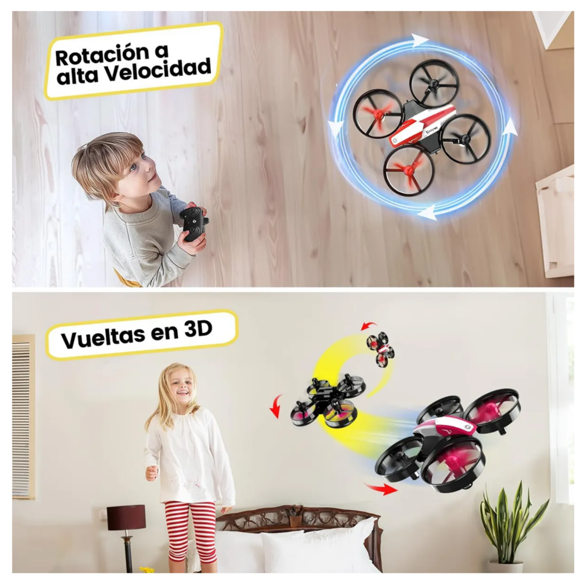 Mini drone rojo 3 baterías