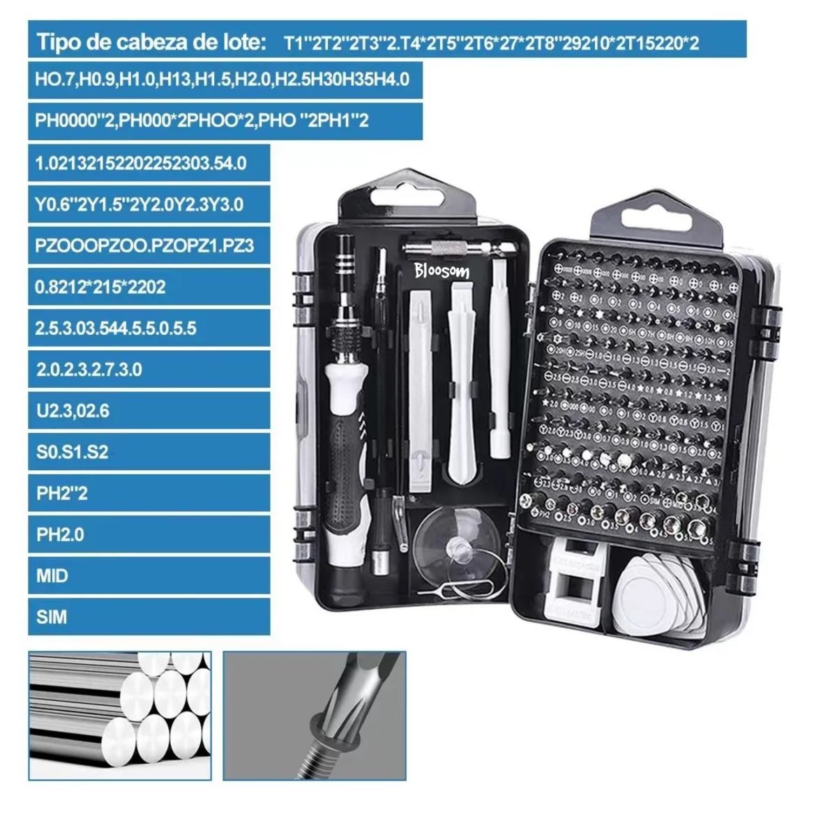 Kit De Desarmadores Y Herramientas De Precisión, Negro/Blanco