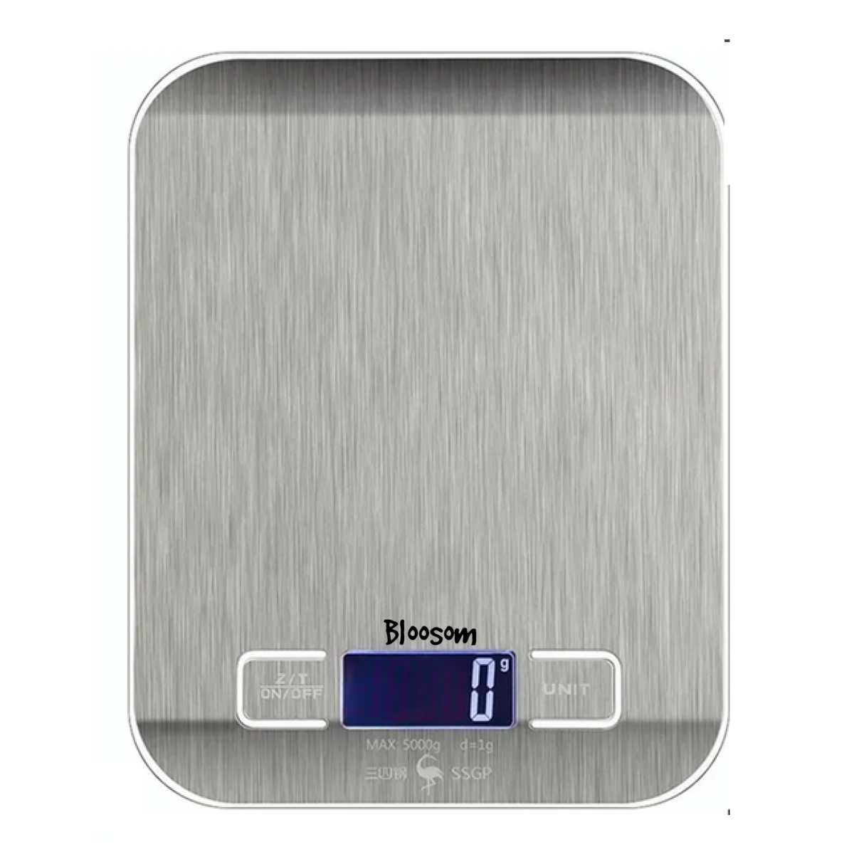 Bascula Digital Para Cocina Acero Inoxidable 5 Kg/1g Lcd, Gris