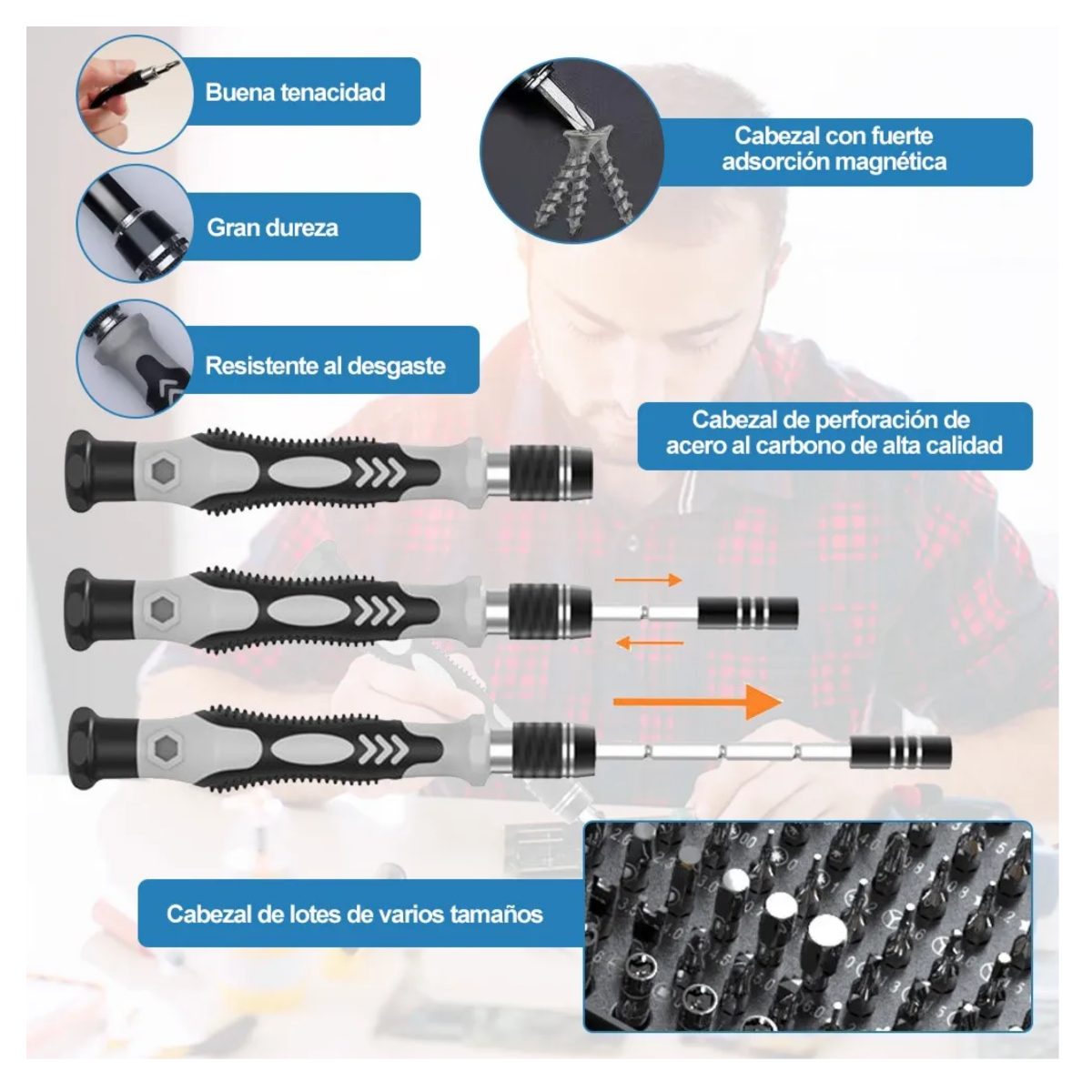 Kit De Desarmadores Y Herramientas De Precisión, Negro/Blanco